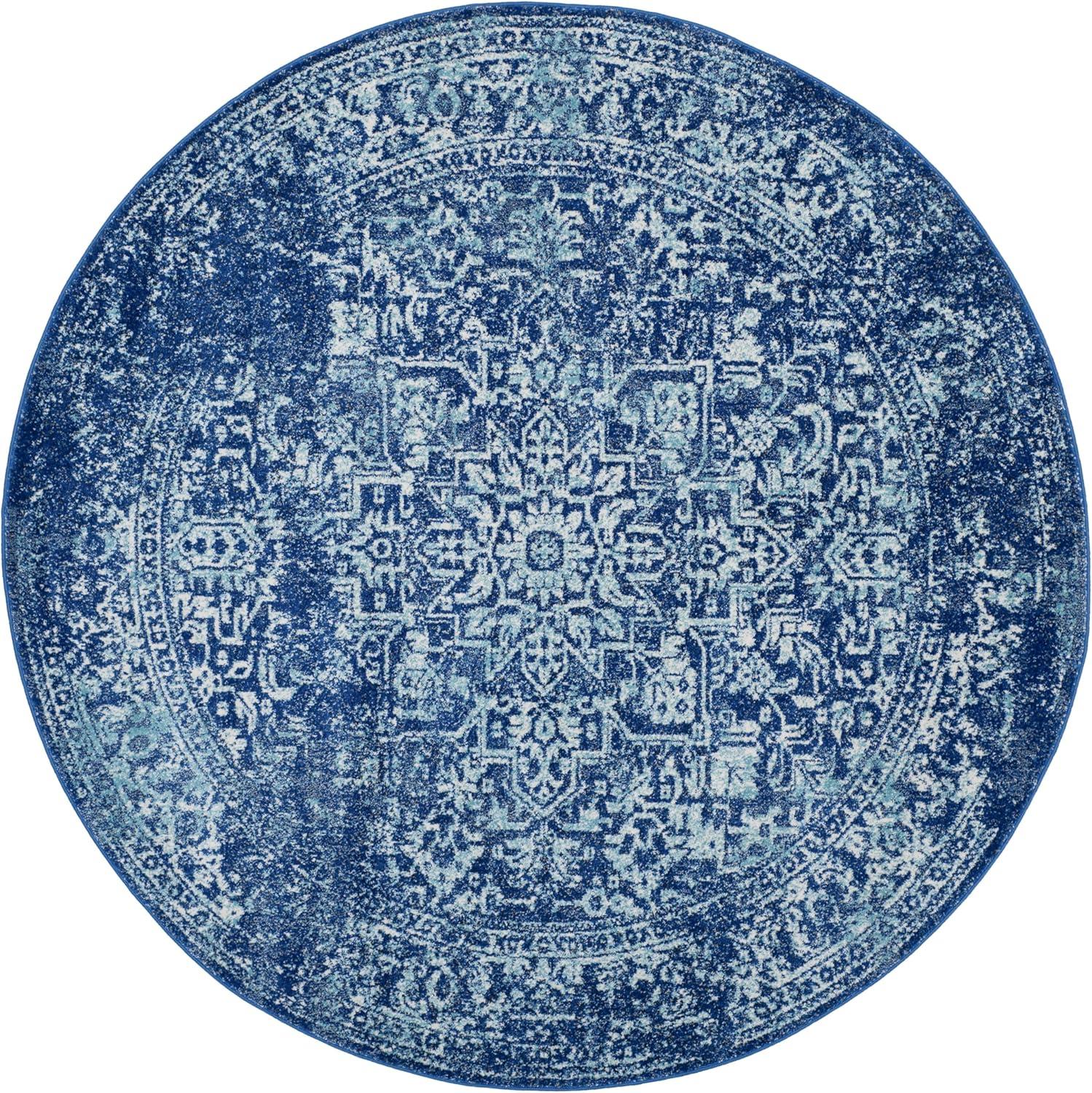 image:imageSAFAVIEH Evoke Collection Area Rug 51 x 76 Blue amp Ivory Distressed Design NonShedding amp Easy to Clean Ideal for Living Room Bedroom Dining Space EVK256CNavyIvory