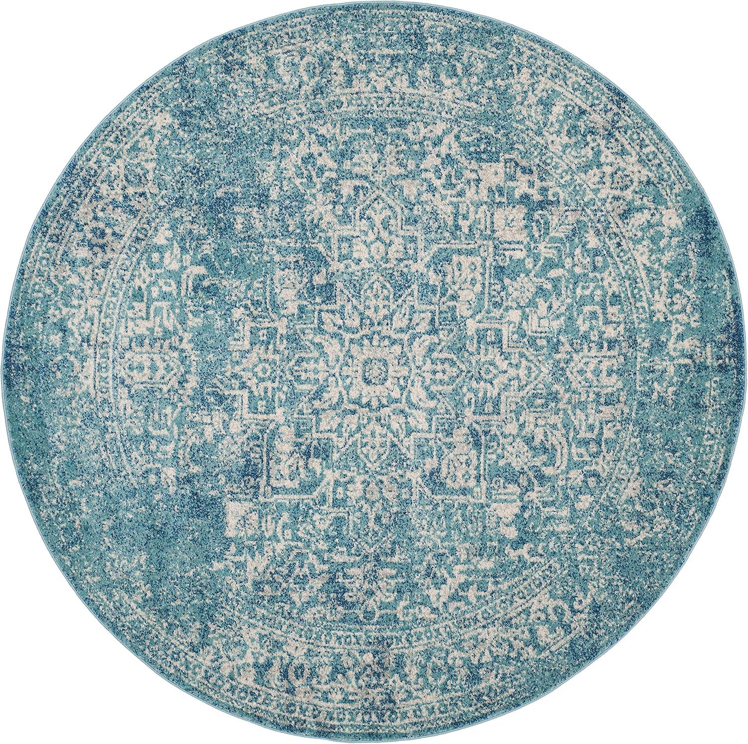 image:imageSAFAVIEH Evoke Collection Area Rug 51 x 76 Blue amp Ivory Distressed Design NonShedding amp Easy to Clean Ideal for Living Room Bedroom Dining Space EVK256CBlueIvory