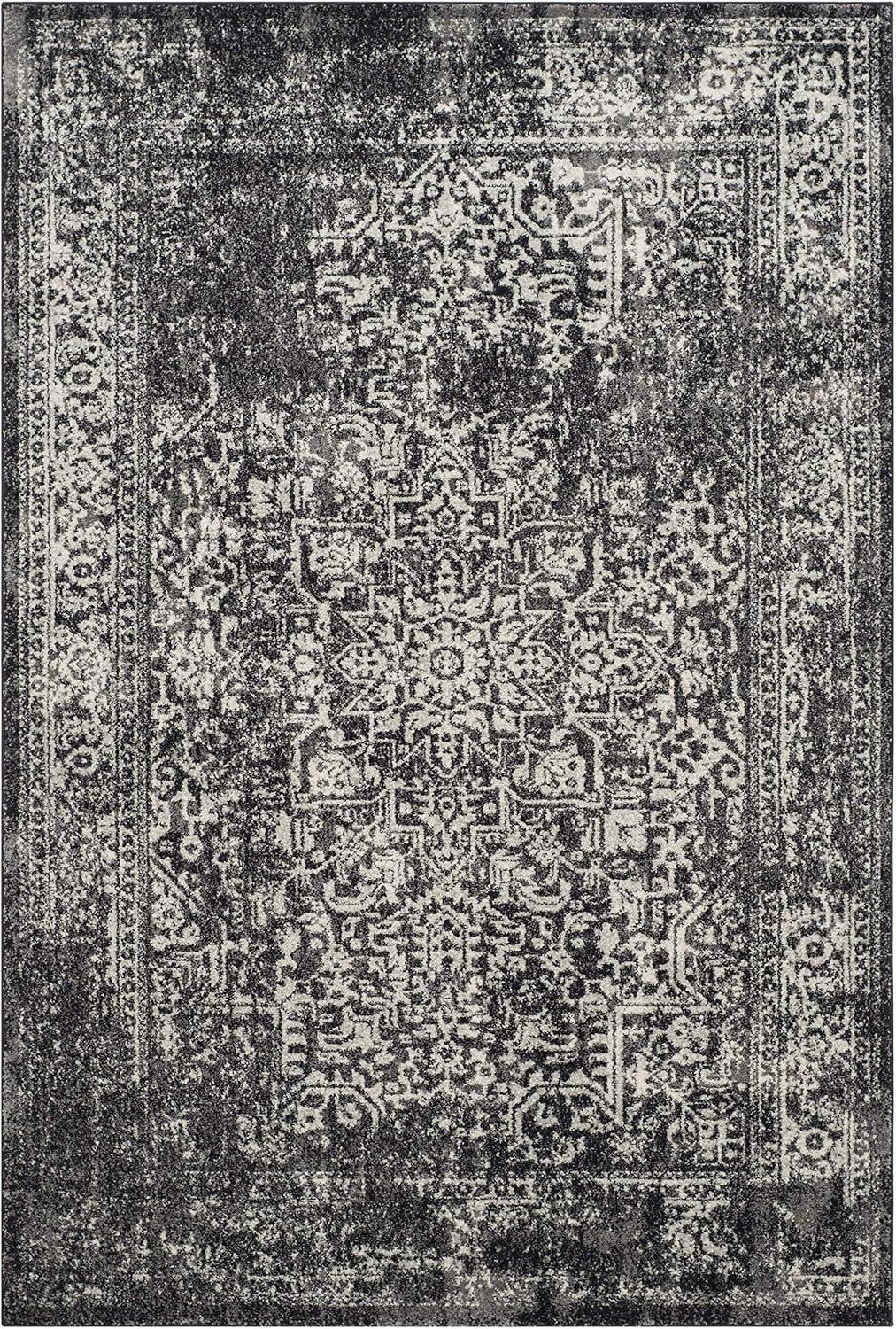 image:imageSAFAVIEH Evoke Collection Area Rug 51 x 76 Blue amp Ivory Distressed Design NonShedding amp Easy to Clean Ideal for Living Room Bedroom Dining Space EVK256CBlackGrey