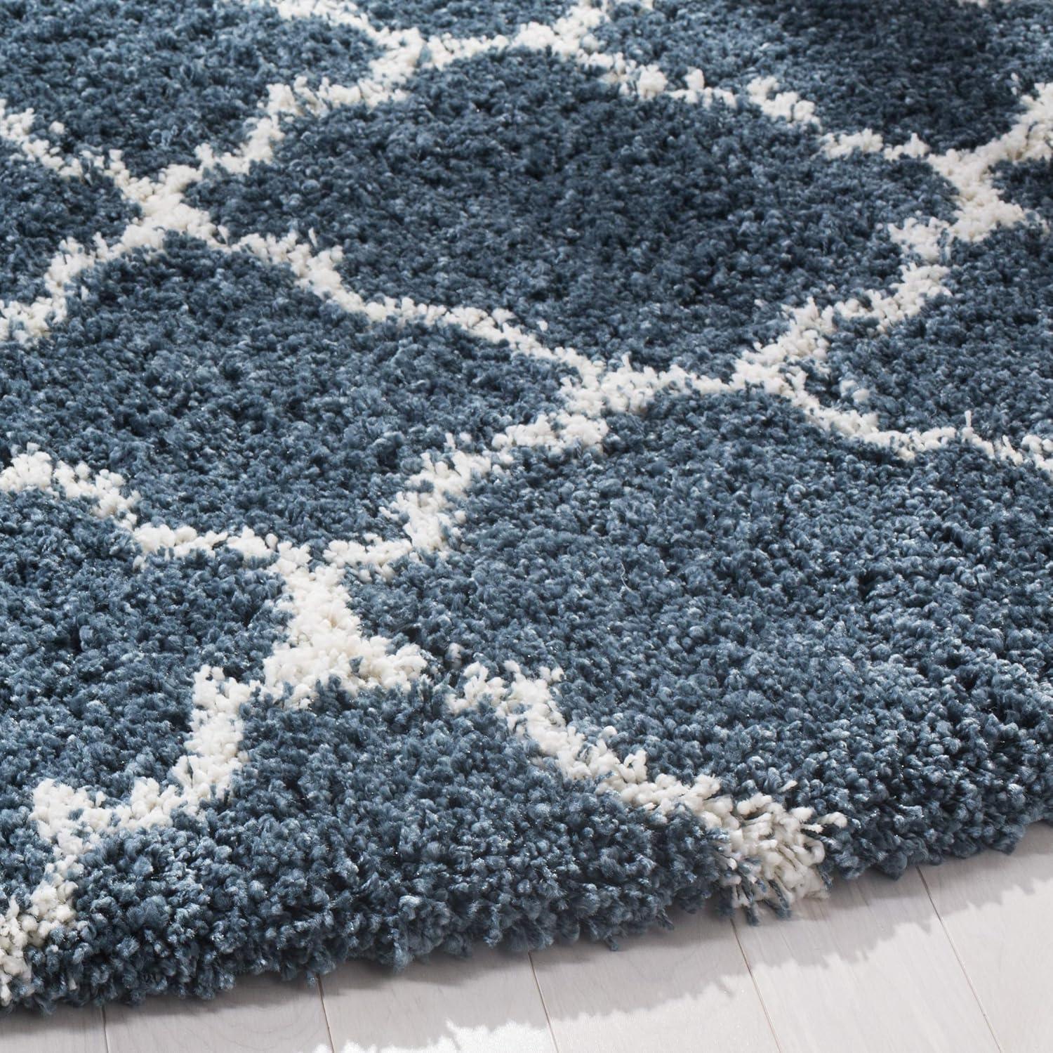 image:imageSAFAVIEH Hudson Shag Collection Area Rug 53 x 76 Grey amp Ivory Moroccan Trellis Design NonShedding amp Easy Care 2inch Thick Ideal for High Traffic Areas in Living Room Bedroom SGH282BSlate BlueIvory