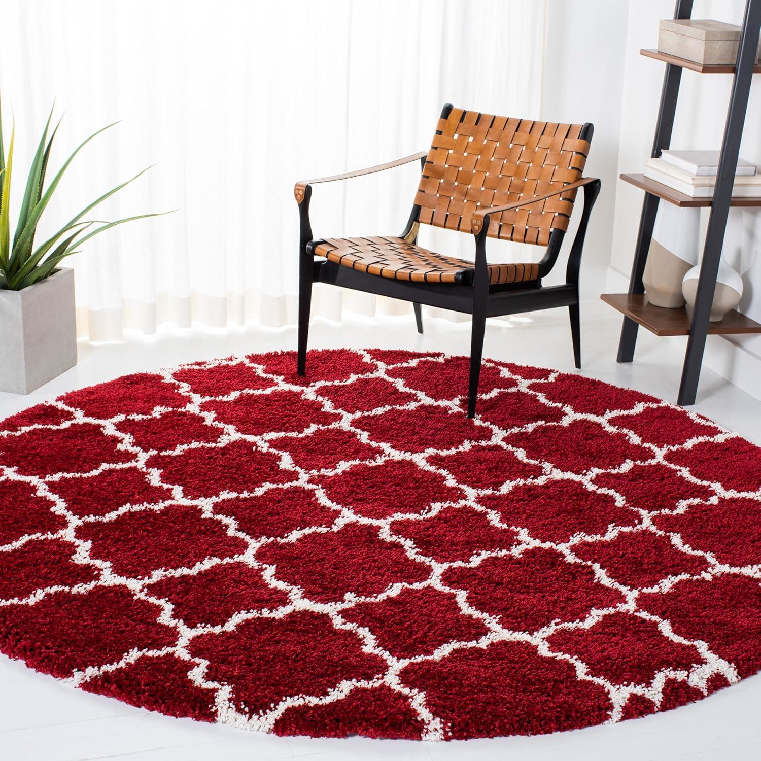 image:imageSAFAVIEH Hudson Shag Collection Area Rug 53 x 76 Grey amp Ivory Moroccan Trellis Design NonShedding amp Easy Care 2inch Thick Ideal for High Traffic Areas in Living Room Bedroom SGH282BRedIvory