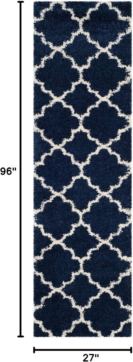 image:imageSAFAVIEH Hudson Shag Collection Area Rug 53 x 76 Grey amp Ivory Moroccan Trellis Design NonShedding amp Easy Care 2inch Thick Ideal for High Traffic Areas in Living Room Bedroom SGH282BNavyIvory