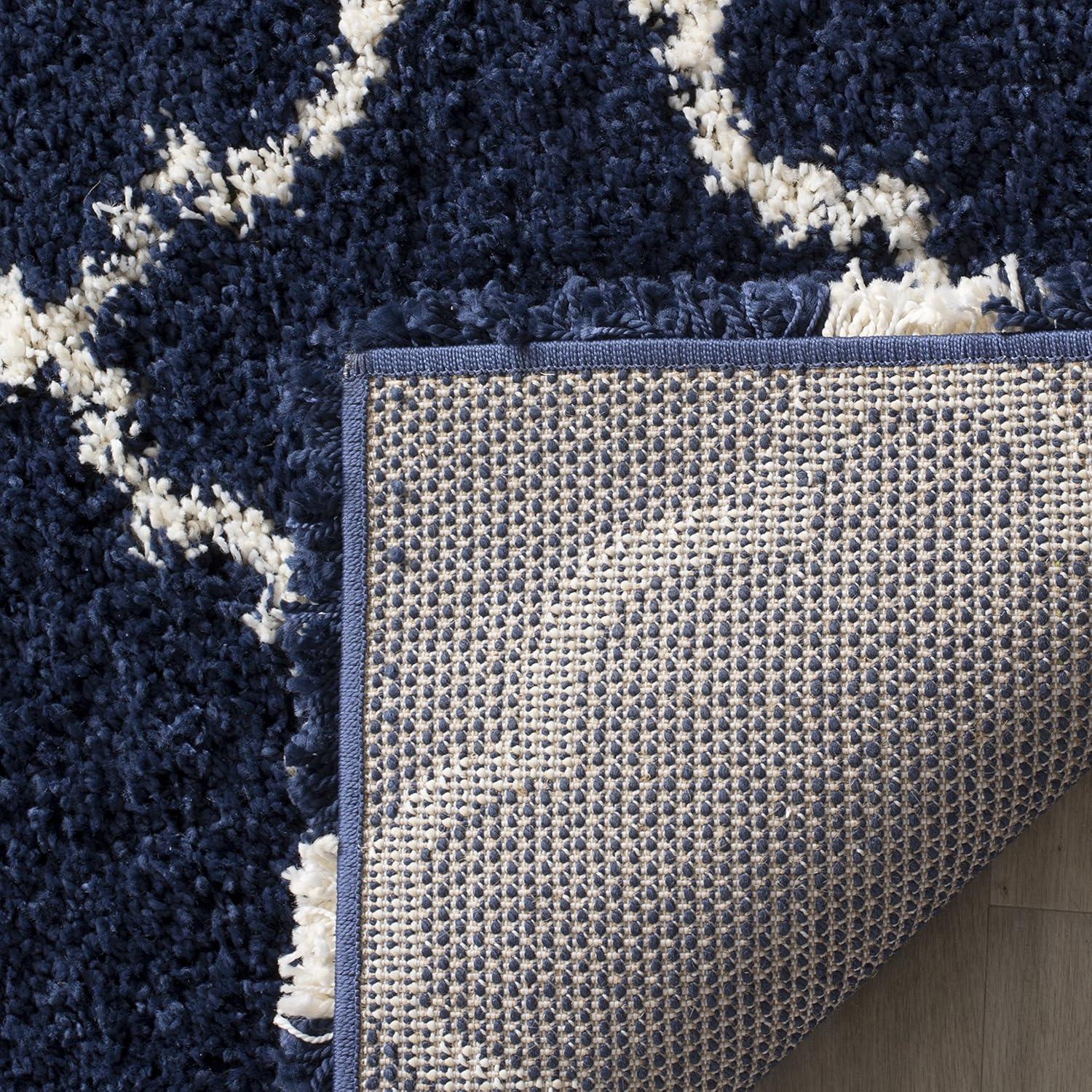 image:imageSAFAVIEH Hudson Shag Collection Area Rug 53 x 76 Grey amp Ivory Moroccan Trellis Design NonShedding amp Easy Care 2inch Thick Ideal for High Traffic Areas in Living Room Bedroom SGH282BNavyIvory