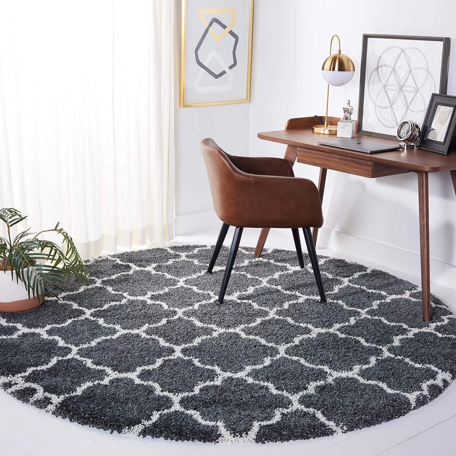 image:imageSAFAVIEH Hudson Shag Collection Area Rug 53 x 76 Grey amp Ivory Moroccan Trellis Design NonShedding amp Easy Care 2inch Thick Ideal for High Traffic Areas in Living Room Bedroom SGH282BDark GreyIvory