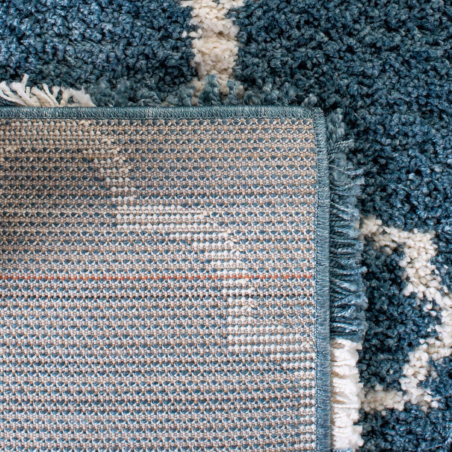 image:imageSAFAVIEH Hudson Shag Collection Area Rug 53 x 76 Grey amp Ivory Moroccan Trellis Design NonShedding amp Easy Care 2inch Thick Ideal for High Traffic Areas in Living Room Bedroom SGH282BSlate BlueIvory