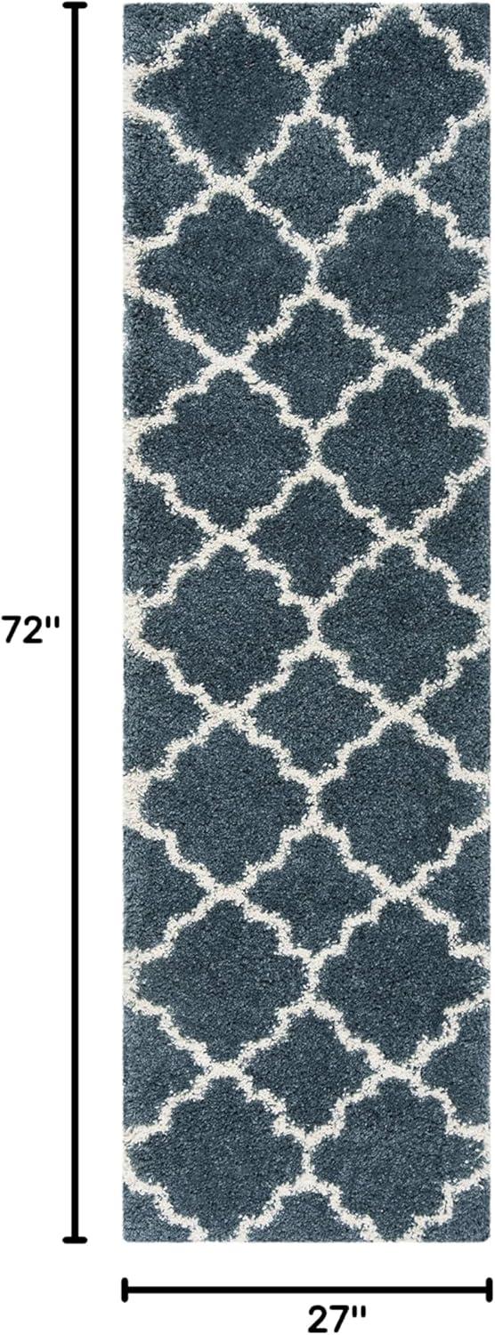 image:imageSAFAVIEH Hudson Shag Collection Area Rug 53 x 76 Grey amp Ivory Moroccan Trellis Design NonShedding amp Easy Care 2inch Thick Ideal for High Traffic Areas in Living Room Bedroom SGH282BSlate BlueIvory