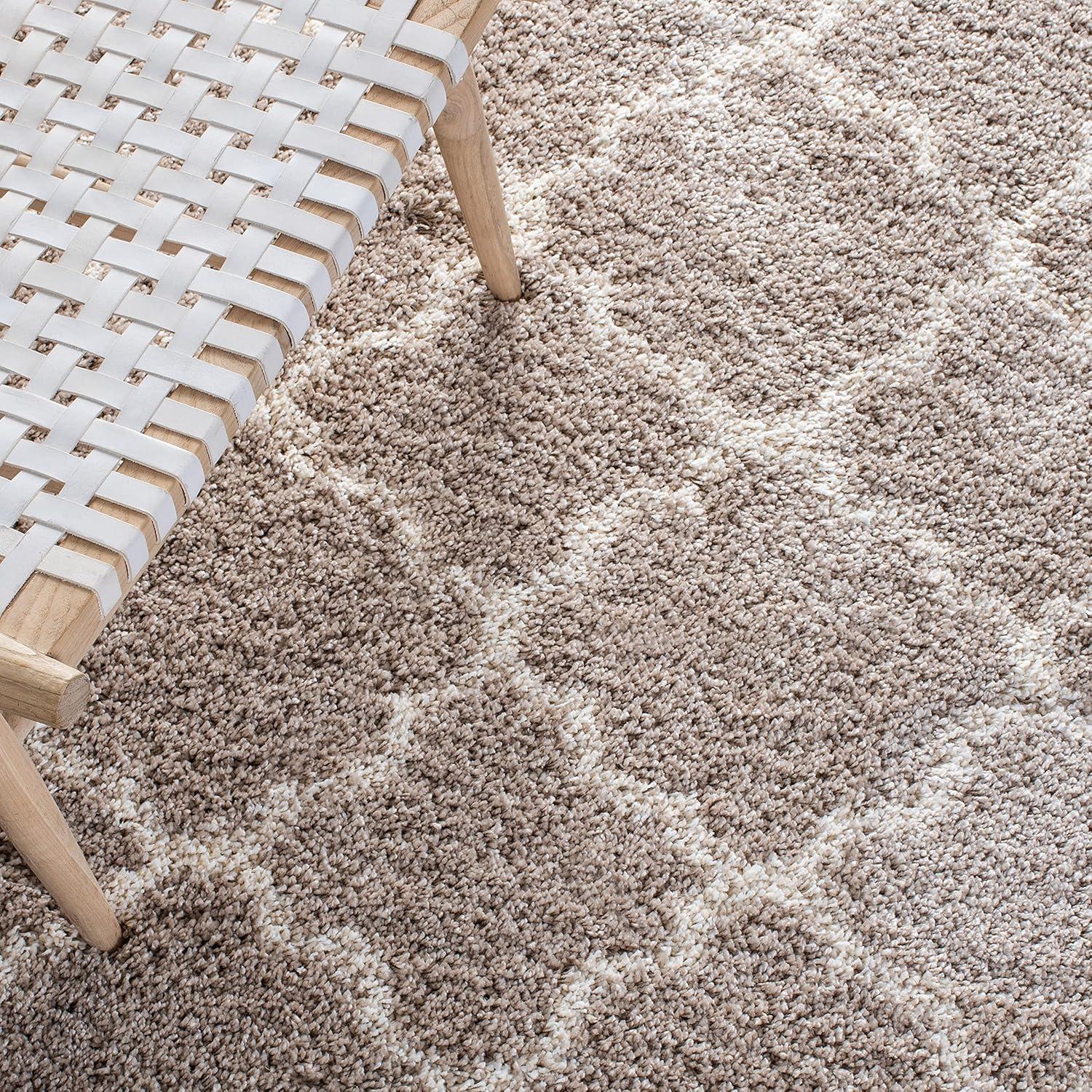 image:imageSAFAVIEH Hudson Shag Collection Area Rug 53 x 76 Grey amp Ivory Moroccan Trellis Design NonShedding amp Easy Care 2inch Thick Ideal for High Traffic Areas in Living Room Bedroom SGH282BBeigeIvory