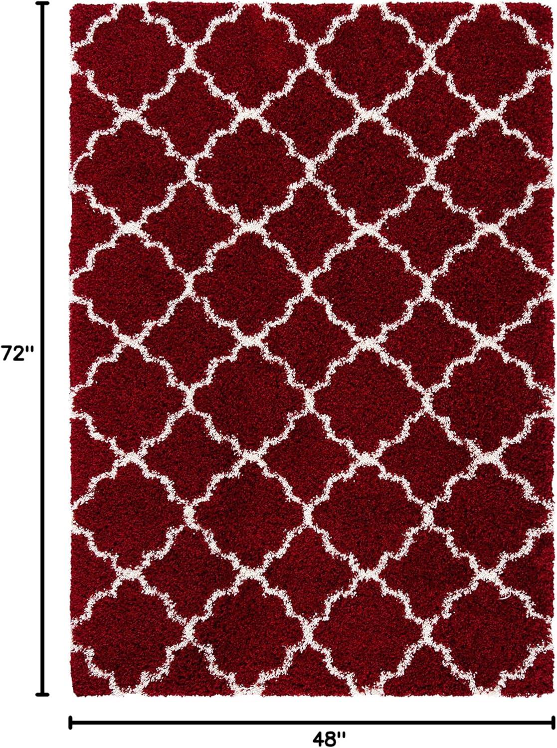 image:imageSAFAVIEH Hudson Shag Collection Area Rug 53 x 76 Grey amp Ivory Moroccan Trellis Design NonShedding amp Easy Care 2inch Thick Ideal for High Traffic Areas in Living Room Bedroom SGH282BRedIvory