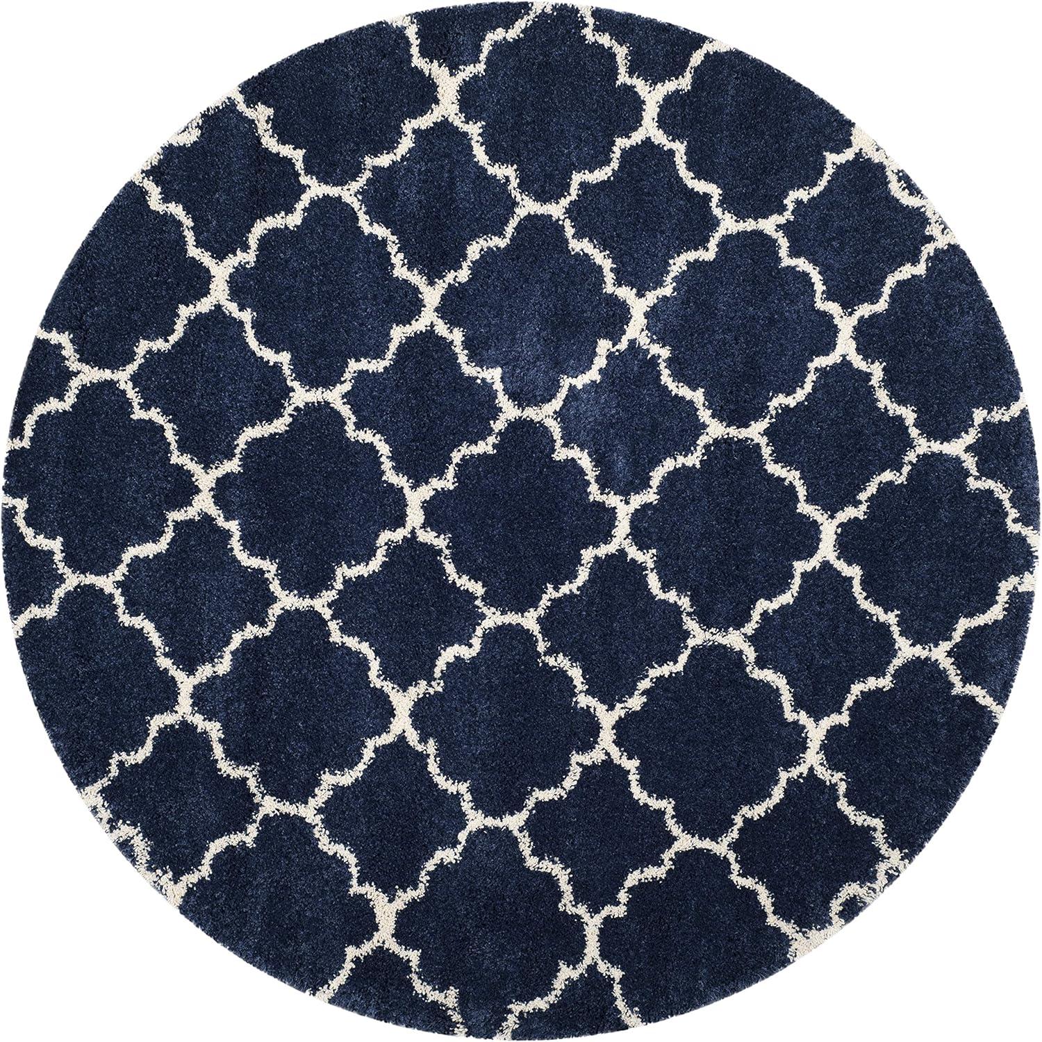 image:imageSAFAVIEH Hudson Shag Collection Area Rug 53 x 76 Grey amp Ivory Moroccan Trellis Design NonShedding amp Easy Care 2inch Thick Ideal for High Traffic Areas in Living Room Bedroom SGH282BNavyIvory