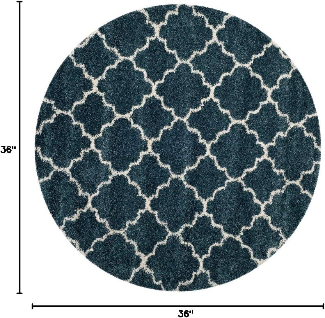 image:imageSAFAVIEH Hudson Shag Collection Area Rug 53 x 76 Grey amp Ivory Moroccan Trellis Design NonShedding amp Easy Care 2inch Thick Ideal for High Traffic Areas in Living Room Bedroom SGH282BSlate BlueIvory