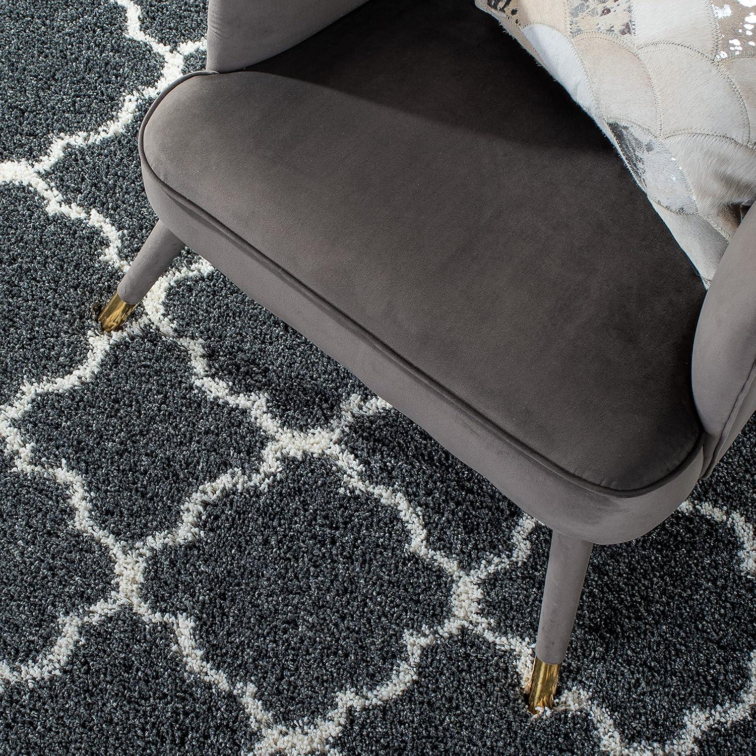 image:imageSAFAVIEH Hudson Shag Collection Area Rug 53 x 76 Grey amp Ivory Moroccan Trellis Design NonShedding amp Easy Care 2inch Thick Ideal for High Traffic Areas in Living Room Bedroom SGH282BDark GreyIvory