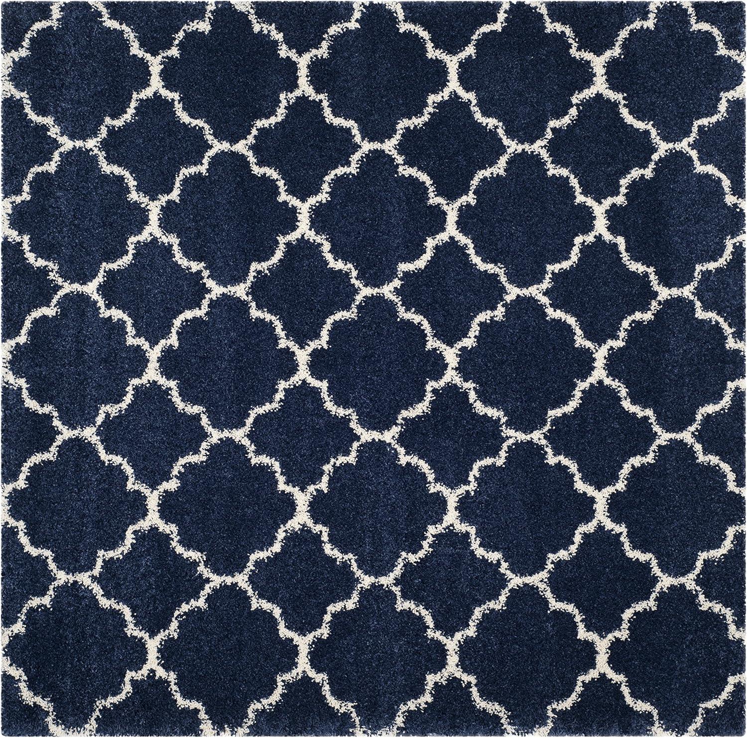 image:imageSAFAVIEH Hudson Shag Collection Area Rug 53 x 76 Grey amp Ivory Moroccan Trellis Design NonShedding amp Easy Care 2inch Thick Ideal for High Traffic Areas in Living Room Bedroom SGH282BNavyIvory