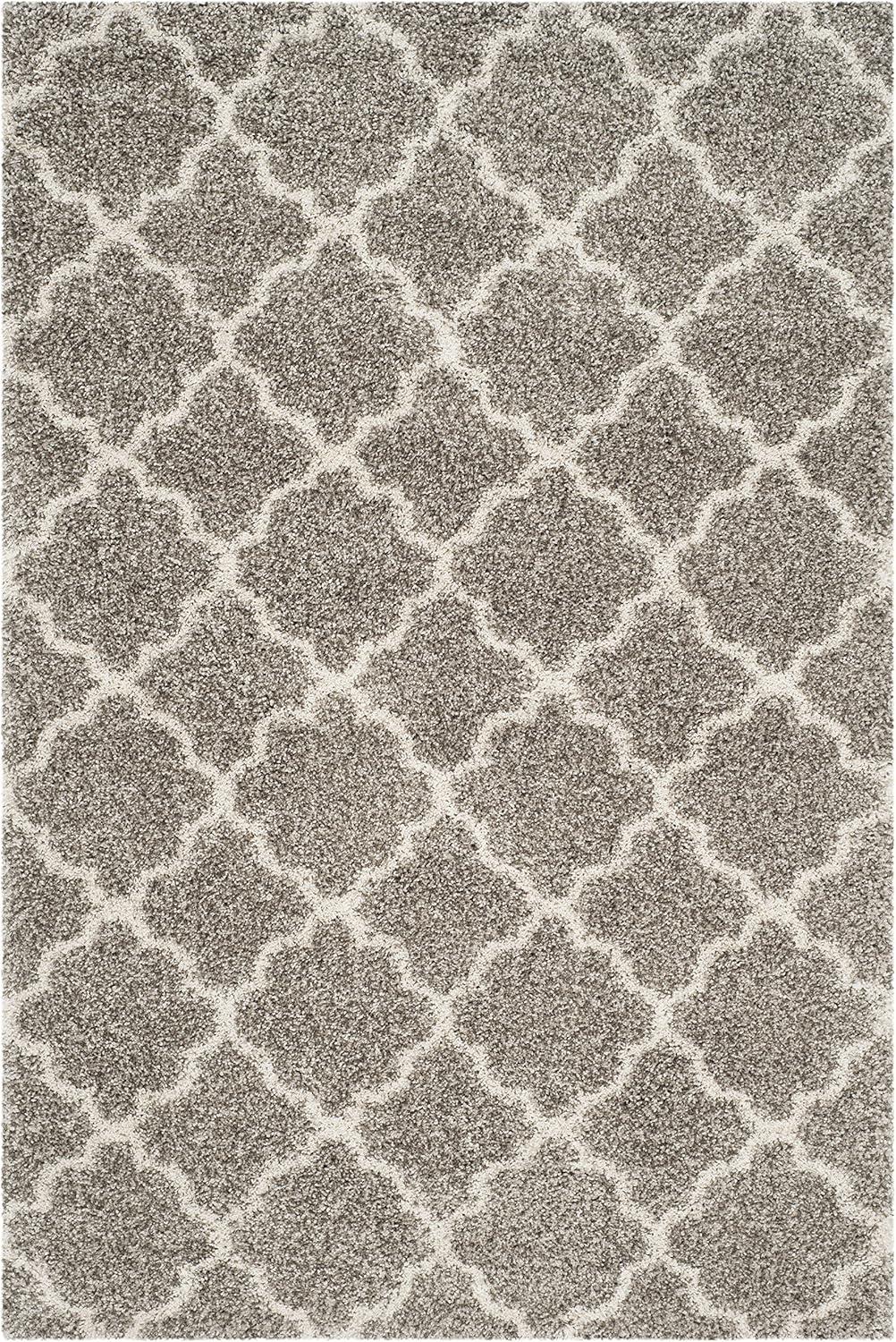 image:imageSAFAVIEH Hudson Shag Collection Area Rug 53 x 76 Grey amp Ivory Moroccan Trellis Design NonShedding amp Easy Care 2inch Thick Ideal for High Traffic Areas in Living Room Bedroom SGH282BGreyIvory