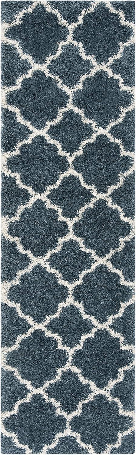 image:imageSAFAVIEH Hudson Shag Collection Area Rug 53 x 76 Grey amp Ivory Moroccan Trellis Design NonShedding amp Easy Care 2inch Thick Ideal for High Traffic Areas in Living Room Bedroom SGH282BSlate BlueIvory