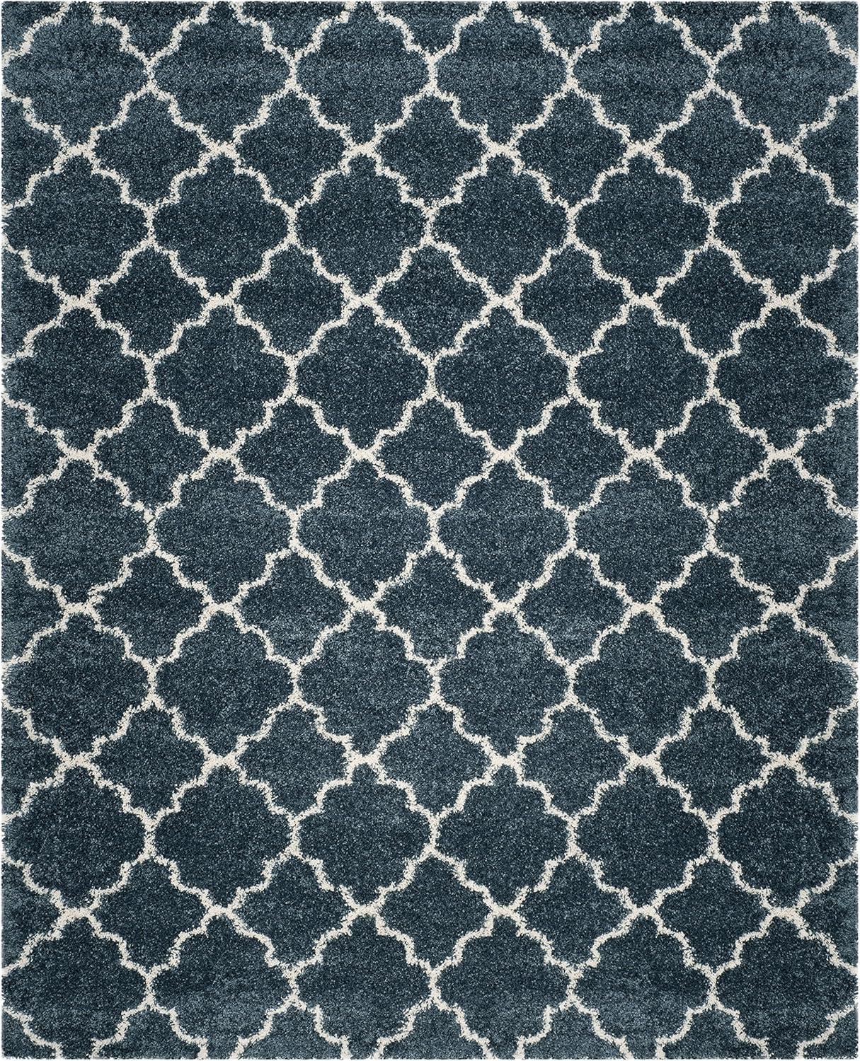 image:imageSAFAVIEH Hudson Shag Collection Area Rug 53 x 76 Grey amp Ivory Moroccan Trellis Design NonShedding amp Easy Care 2inch Thick Ideal for High Traffic Areas in Living Room Bedroom SGH282BSlate BlueIvory