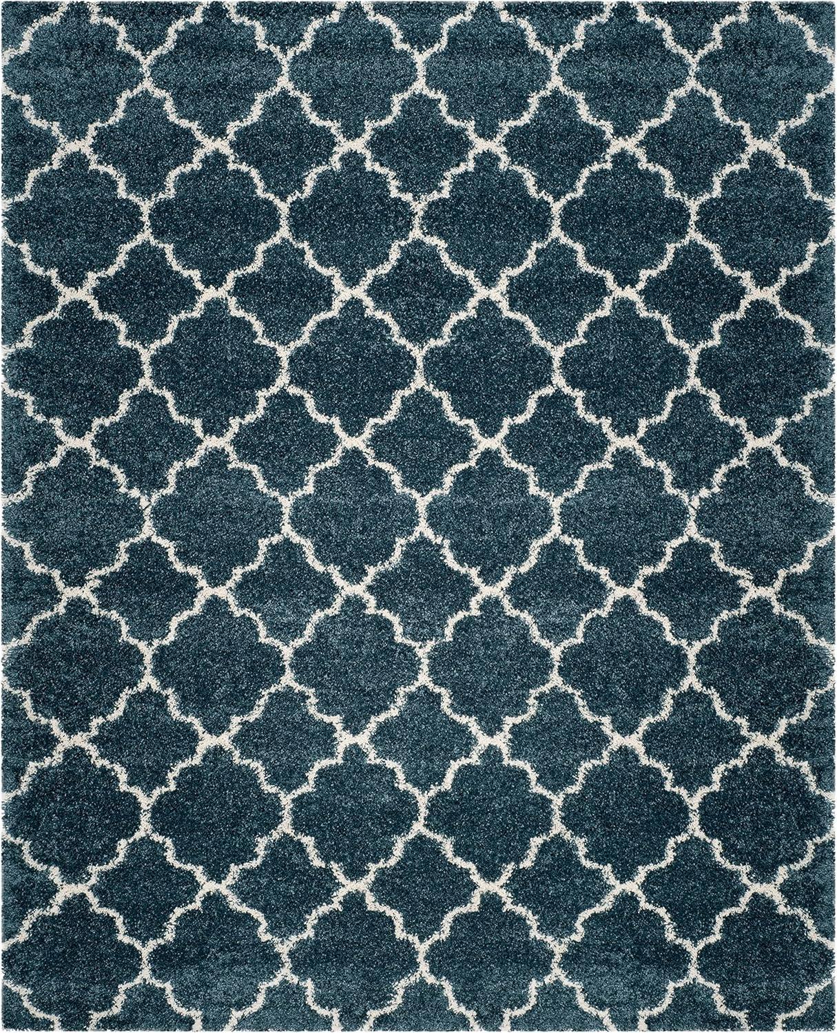 image:imageSAFAVIEH Hudson Shag Collection Area Rug 53 x 76 Grey amp Ivory Moroccan Trellis Design NonShedding amp Easy Care 2inch Thick Ideal for High Traffic Areas in Living Room Bedroom SGH282BSlate BlueIvory