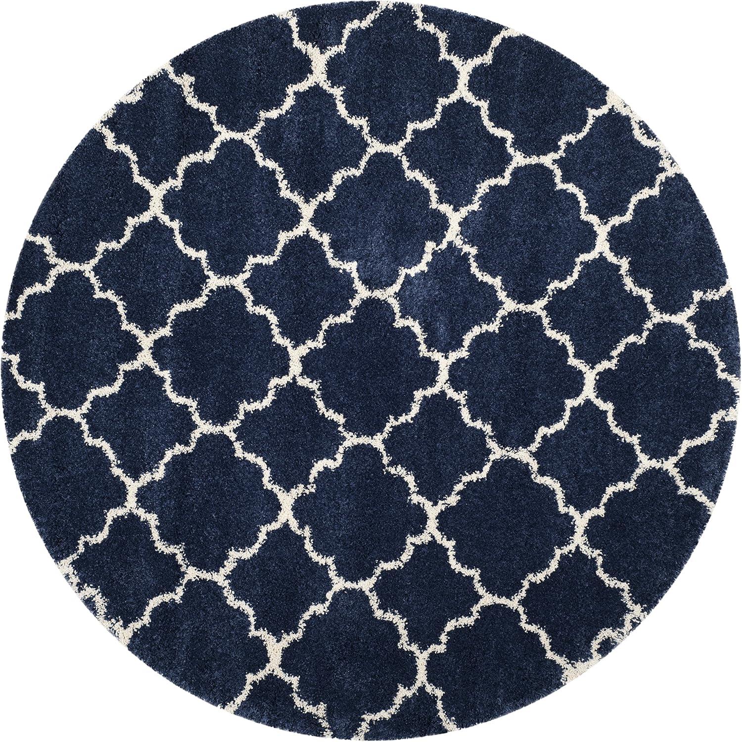 image:imageSAFAVIEH Hudson Shag Collection Area Rug 53 x 76 Grey amp Ivory Moroccan Trellis Design NonShedding amp Easy Care 2inch Thick Ideal for High Traffic Areas in Living Room Bedroom SGH282BNavyIvory