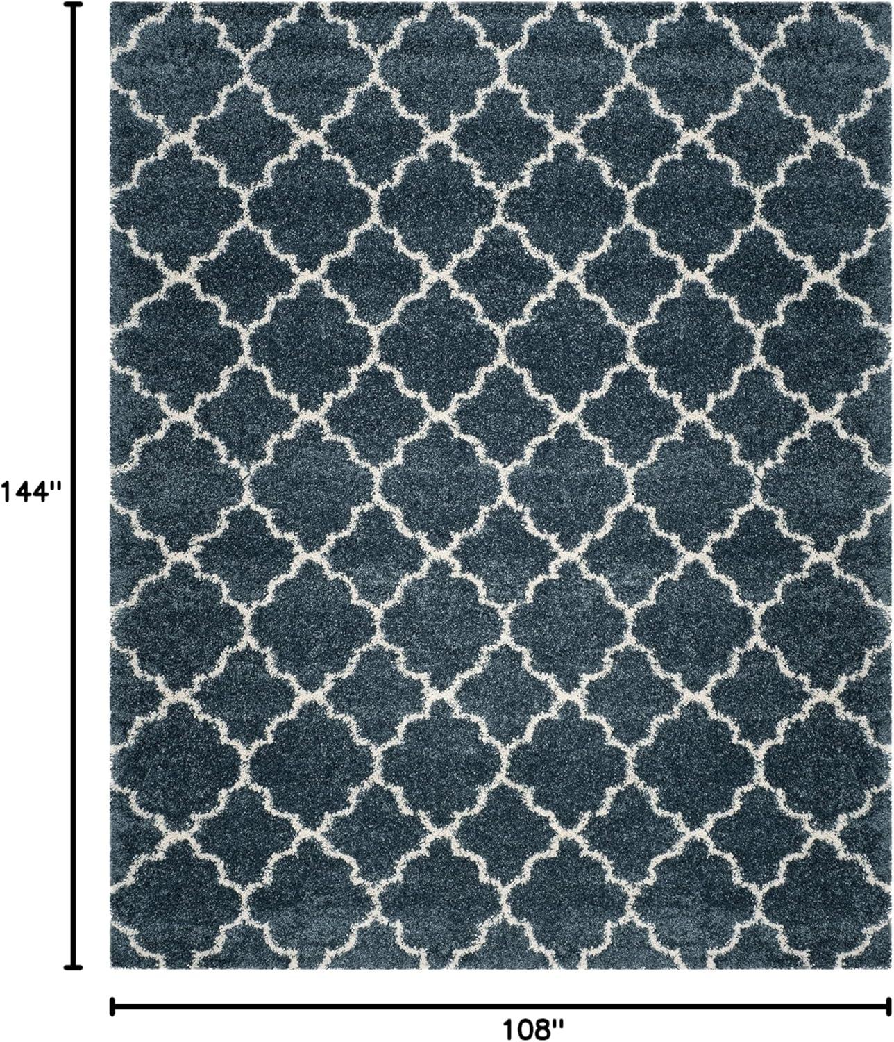 image:imageSAFAVIEH Hudson Shag Collection Area Rug 53 x 76 Grey amp Ivory Moroccan Trellis Design NonShedding amp Easy Care 2inch Thick Ideal for High Traffic Areas in Living Room Bedroom SGH282BSlate BlueIvory