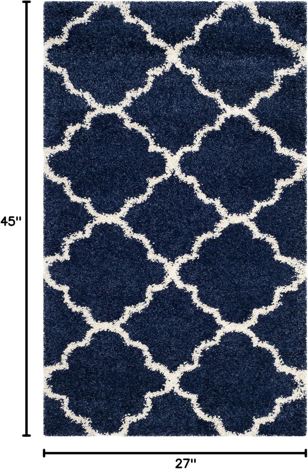 image:imageSAFAVIEH Hudson Shag Collection Area Rug 53 x 76 Grey amp Ivory Moroccan Trellis Design NonShedding amp Easy Care 2inch Thick Ideal for High Traffic Areas in Living Room Bedroom SGH282BNavyIvory