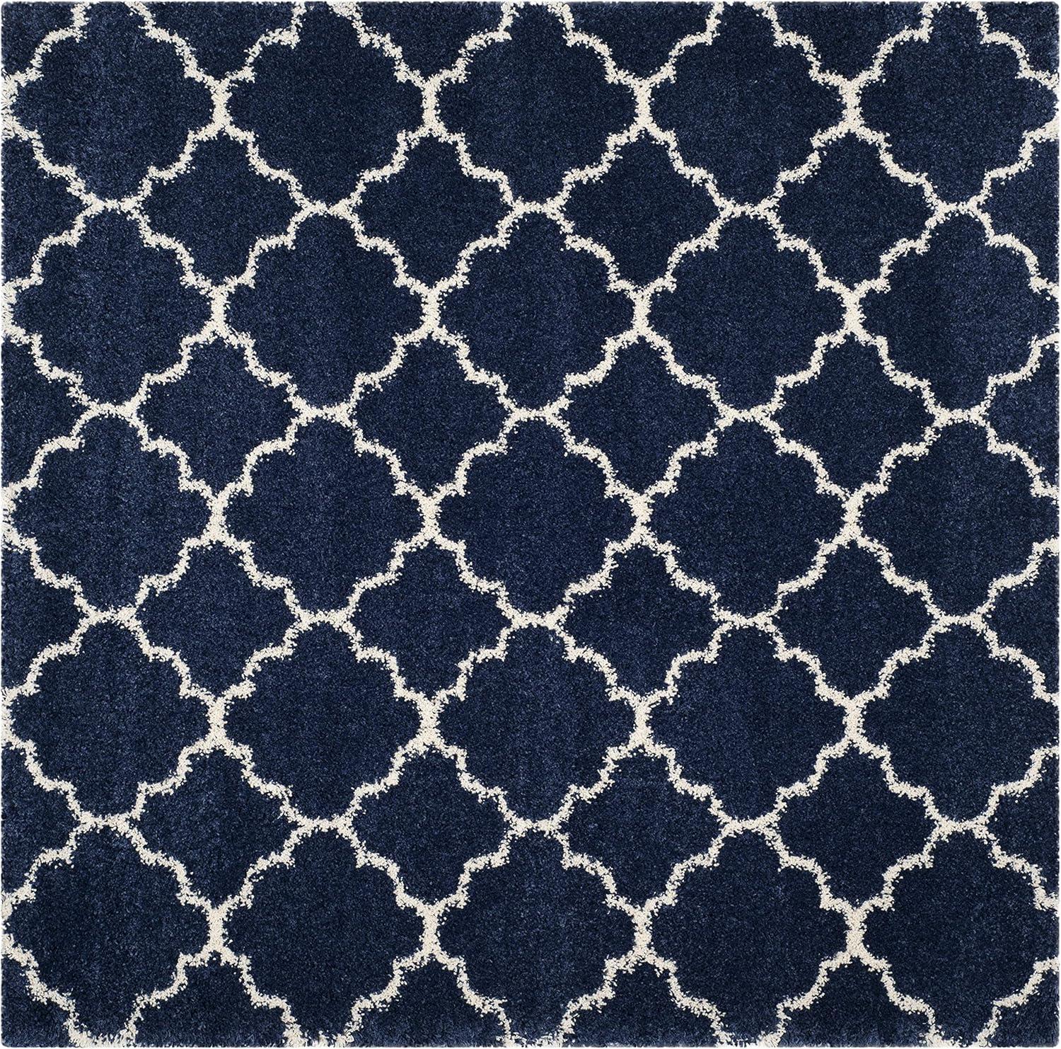 image:imageSAFAVIEH Hudson Shag Collection Area Rug 53 x 76 Grey amp Ivory Moroccan Trellis Design NonShedding amp Easy Care 2inch Thick Ideal for High Traffic Areas in Living Room Bedroom SGH282BNavyIvory