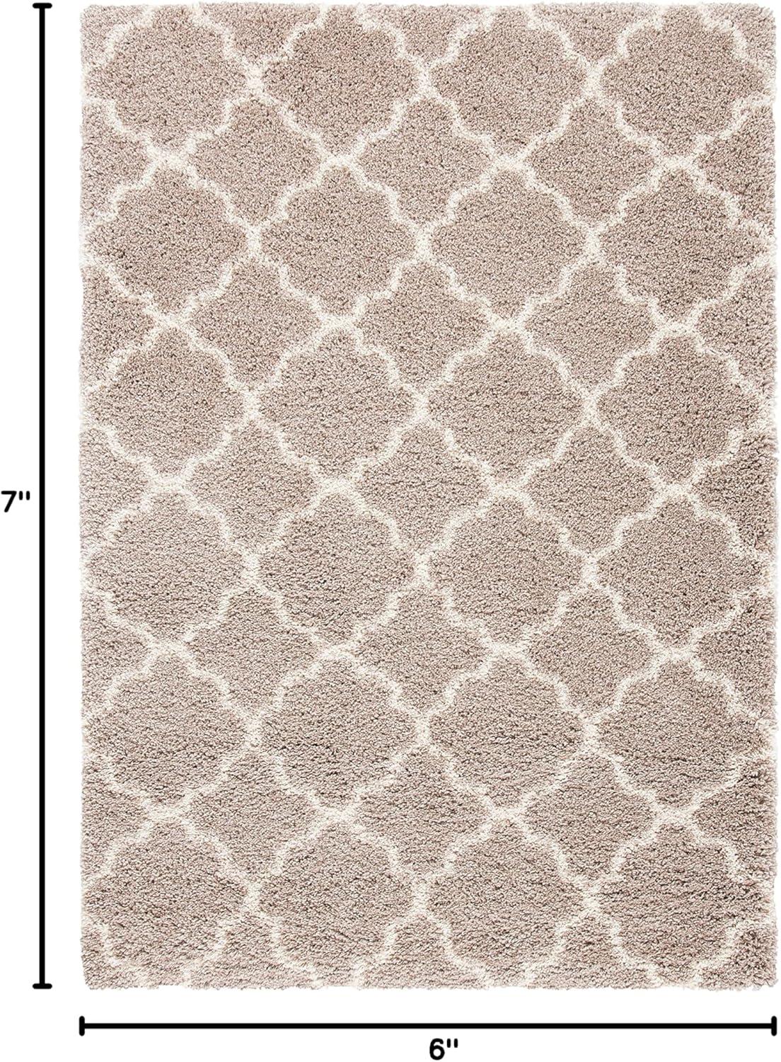 image:imageSAFAVIEH Hudson Shag Collection Area Rug 53 x 76 Grey amp Ivory Moroccan Trellis Design NonShedding amp Easy Care 2inch Thick Ideal for High Traffic Areas in Living Room Bedroom SGH282BBeigeIvory