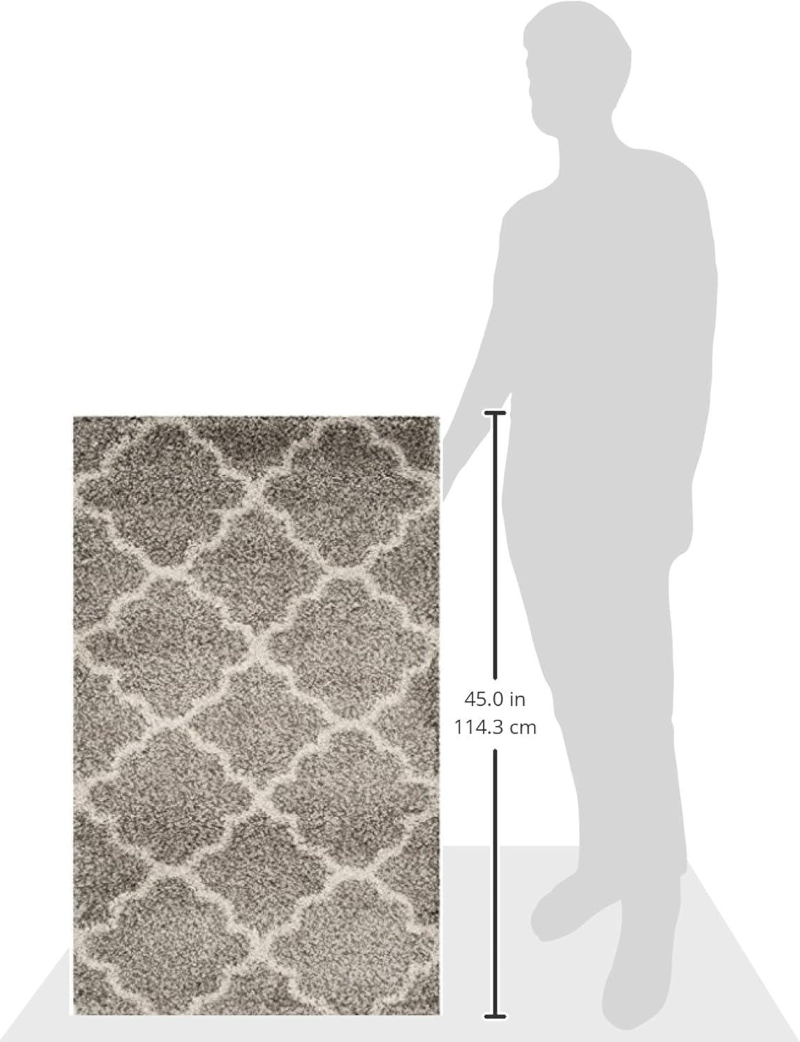 image:imageSAFAVIEH Hudson Shag Collection Area Rug 53 x 76 Grey amp Ivory Moroccan Trellis Design NonShedding amp Easy Care 2inch Thick Ideal for High Traffic Areas in Living Room Bedroom SGH282BGreyIvory