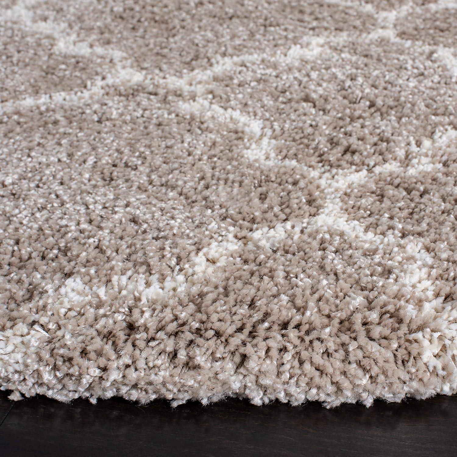 image:imageSAFAVIEH Hudson Shag Collection Area Rug 53 x 76 Grey amp Ivory Moroccan Trellis Design NonShedding amp Easy Care 2inch Thick Ideal for High Traffic Areas in Living Room Bedroom SGH282BBeigeIvory