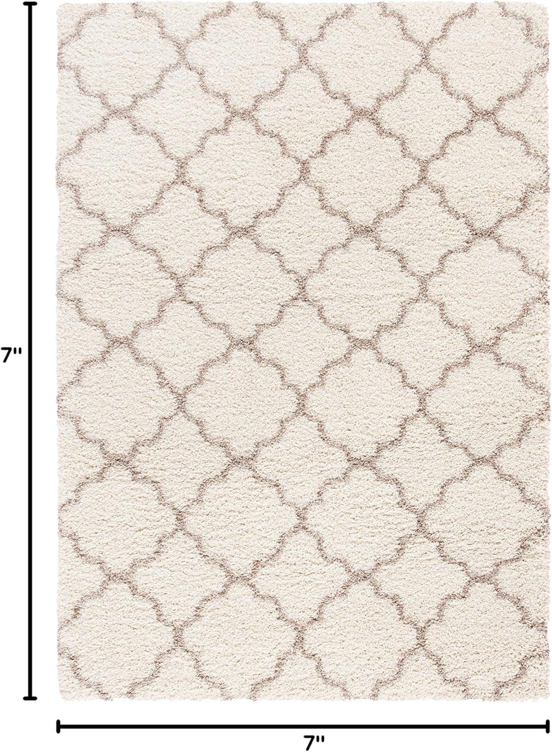 image:imageSAFAVIEH Hudson Shag Collection Area Rug 53 x 76 Grey amp Ivory Moroccan Trellis Design NonShedding amp Easy Care 2inch Thick Ideal for High Traffic Areas in Living Room Bedroom SGH282BIvoryBeige