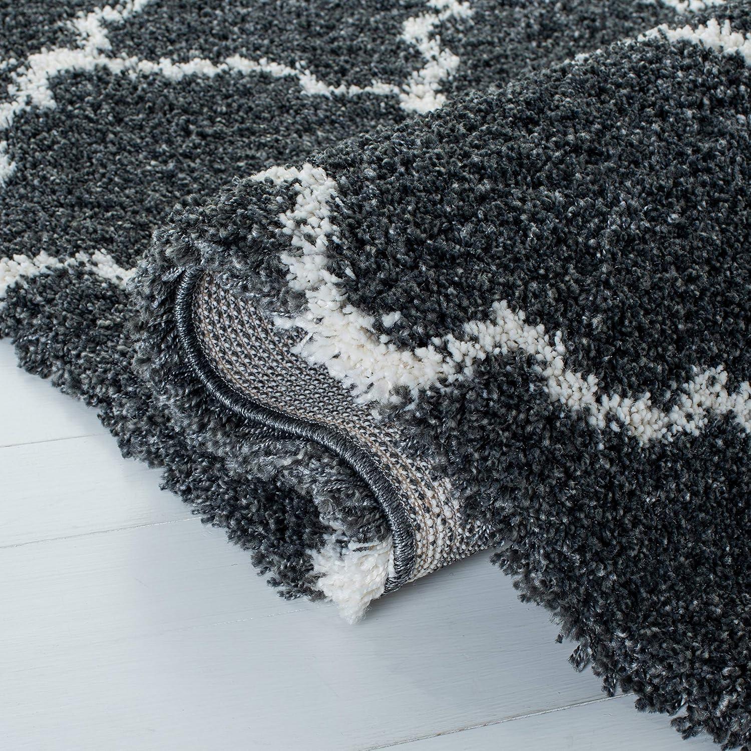 image:imageSAFAVIEH Hudson Shag Collection Area Rug 53 x 76 Grey amp Ivory Moroccan Trellis Design NonShedding amp Easy Care 2inch Thick Ideal for High Traffic Areas in Living Room Bedroom SGH282BDark GreyIvory