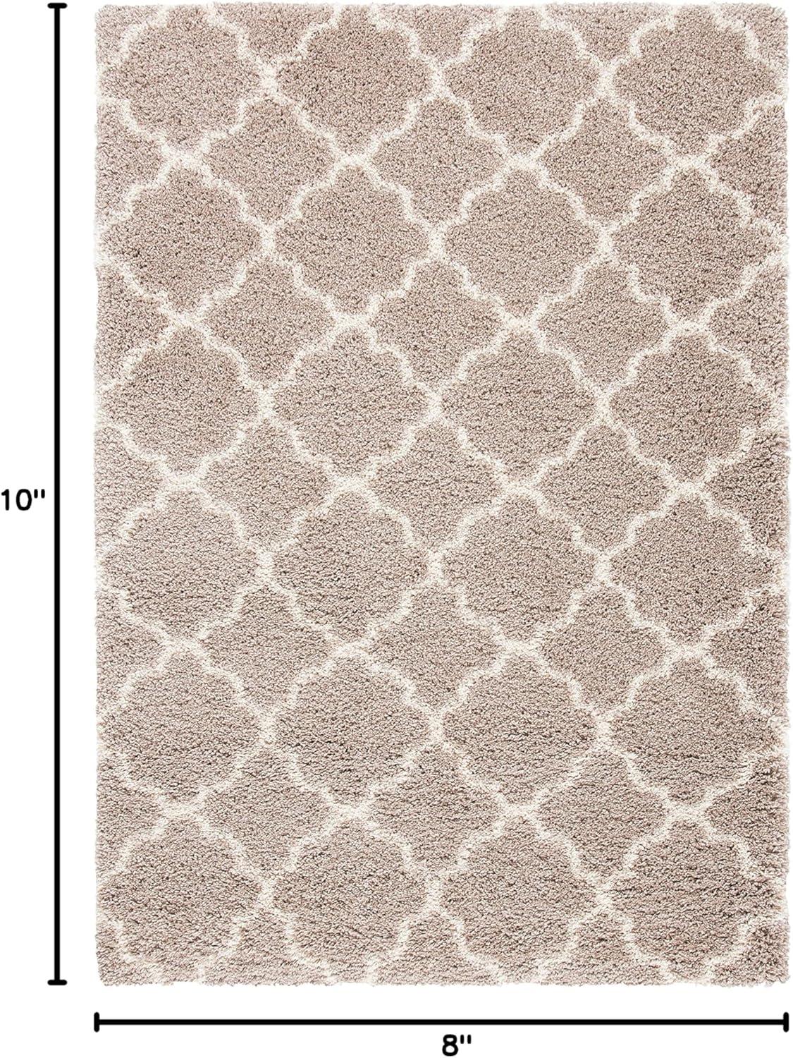 image:imageSAFAVIEH Hudson Shag Collection Area Rug 53 x 76 Grey amp Ivory Moroccan Trellis Design NonShedding amp Easy Care 2inch Thick Ideal for High Traffic Areas in Living Room Bedroom SGH282BBeigeIvory