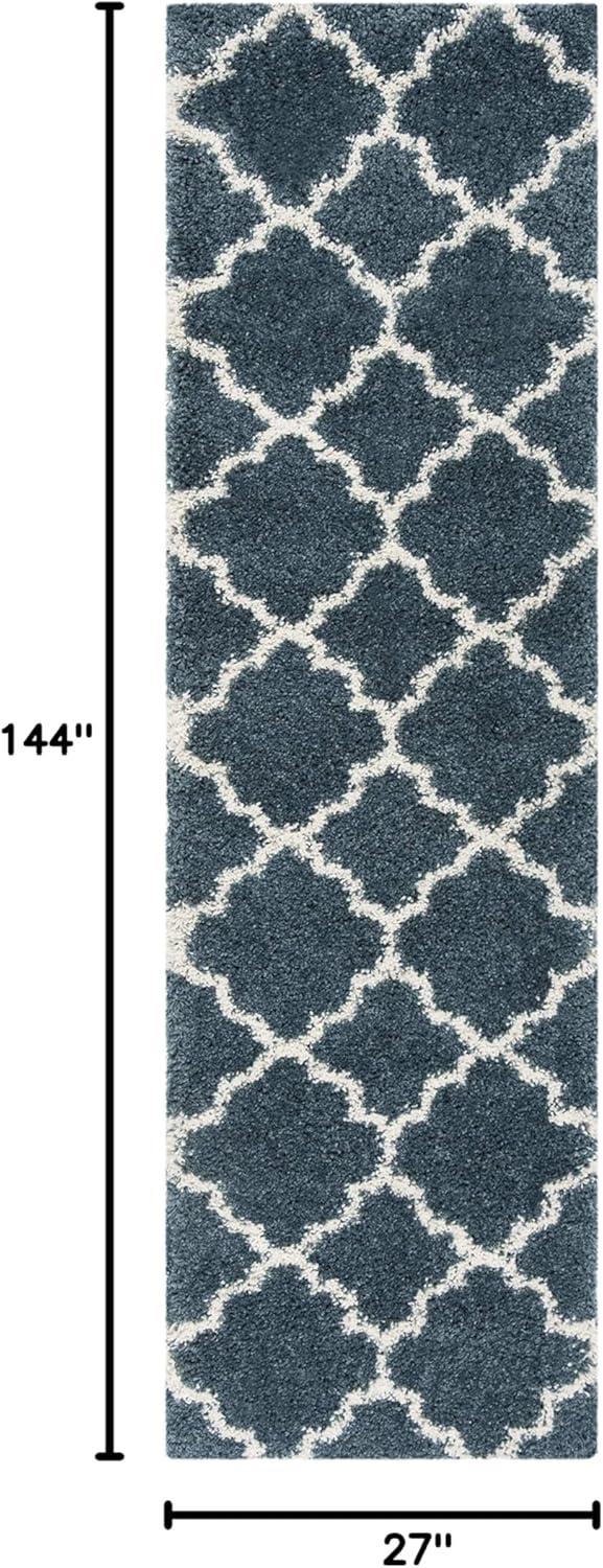 image:imageSAFAVIEH Hudson Shag Collection Area Rug 53 x 76 Grey amp Ivory Moroccan Trellis Design NonShedding amp Easy Care 2inch Thick Ideal for High Traffic Areas in Living Room Bedroom SGH282BSlate BlueIvory