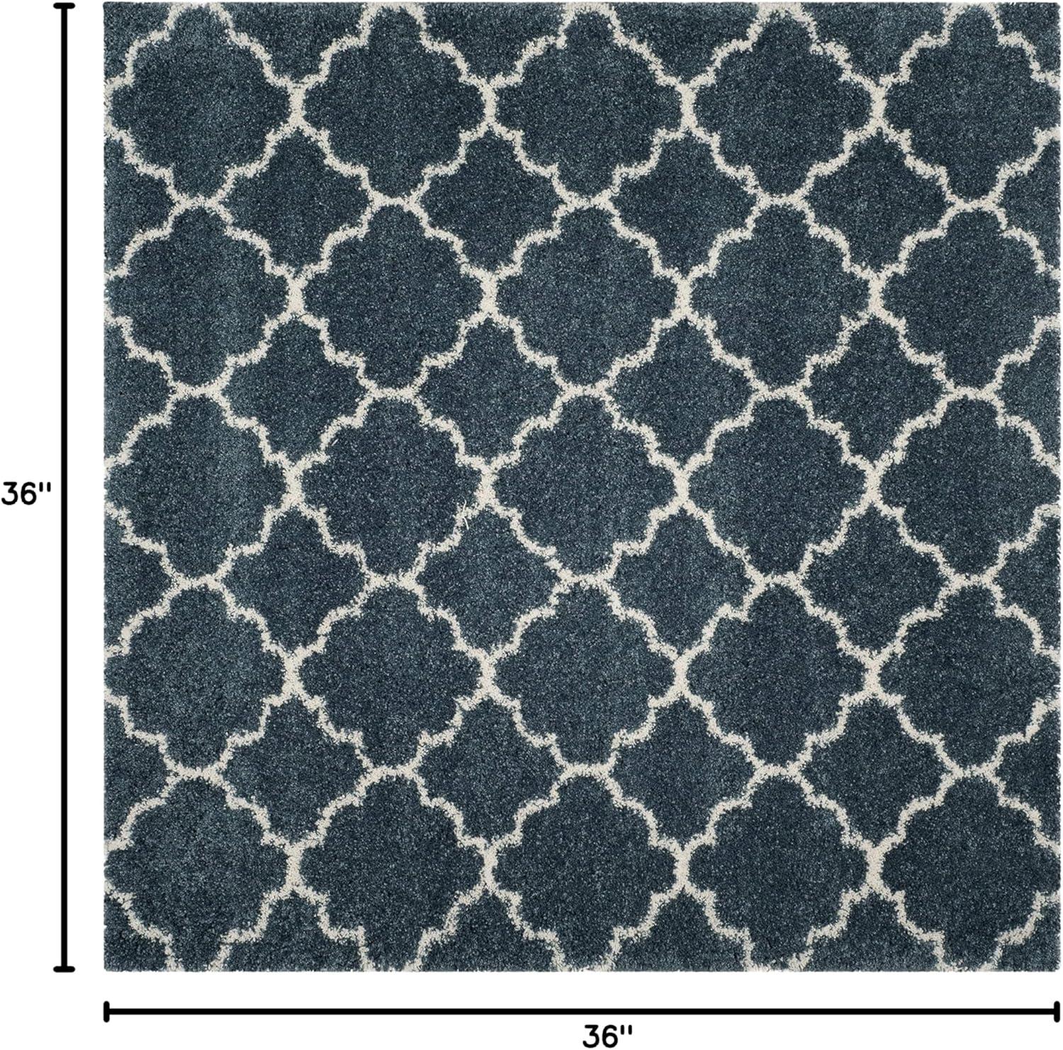 image:imageSAFAVIEH Hudson Shag Collection Area Rug 53 x 76 Grey amp Ivory Moroccan Trellis Design NonShedding amp Easy Care 2inch Thick Ideal for High Traffic Areas in Living Room Bedroom SGH282BSlate BlueIvory