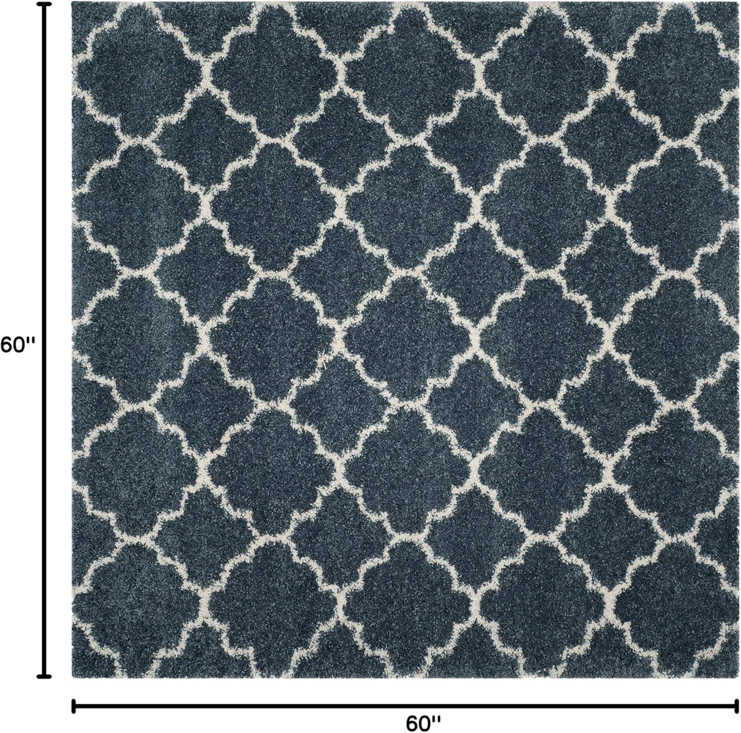 image:imageSAFAVIEH Hudson Shag Collection Area Rug 53 x 76 Grey amp Ivory Moroccan Trellis Design NonShedding amp Easy Care 2inch Thick Ideal for High Traffic Areas in Living Room Bedroom SGH282BSlate BlueIvory