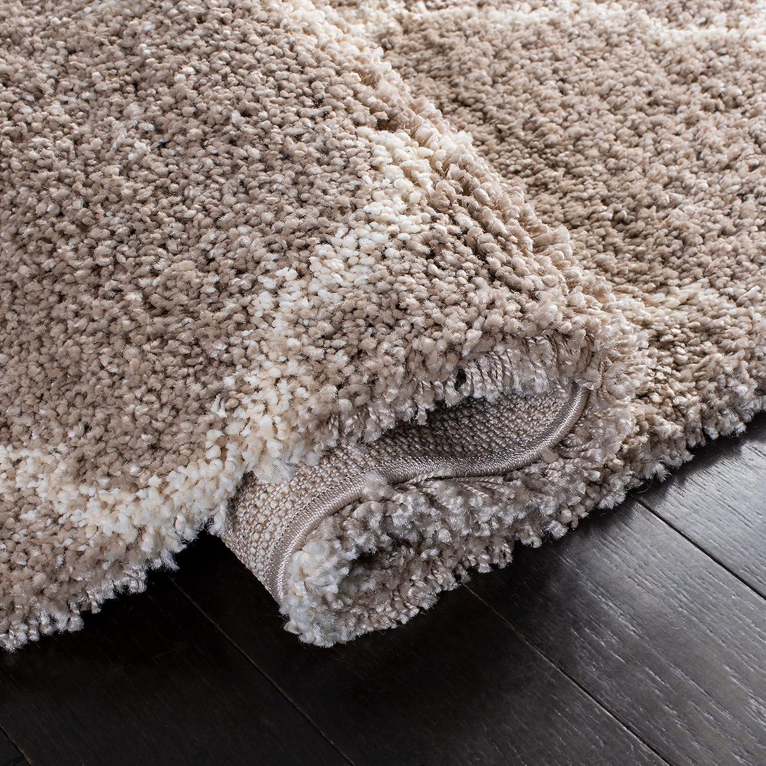 image:imageSAFAVIEH Hudson Shag Collection Area Rug 53 x 76 Grey amp Ivory Moroccan Trellis Design NonShedding amp Easy Care 2inch Thick Ideal for High Traffic Areas in Living Room Bedroom SGH282BBeigeIvory