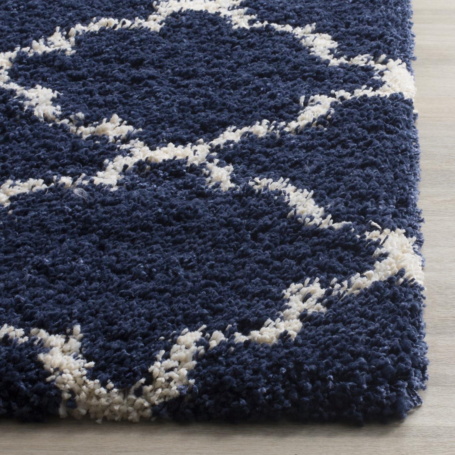 image:imageSAFAVIEH Hudson Shag Collection Area Rug 53 x 76 Grey amp Ivory Moroccan Trellis Design NonShedding amp Easy Care 2inch Thick Ideal for High Traffic Areas in Living Room Bedroom SGH282BNavyIvory