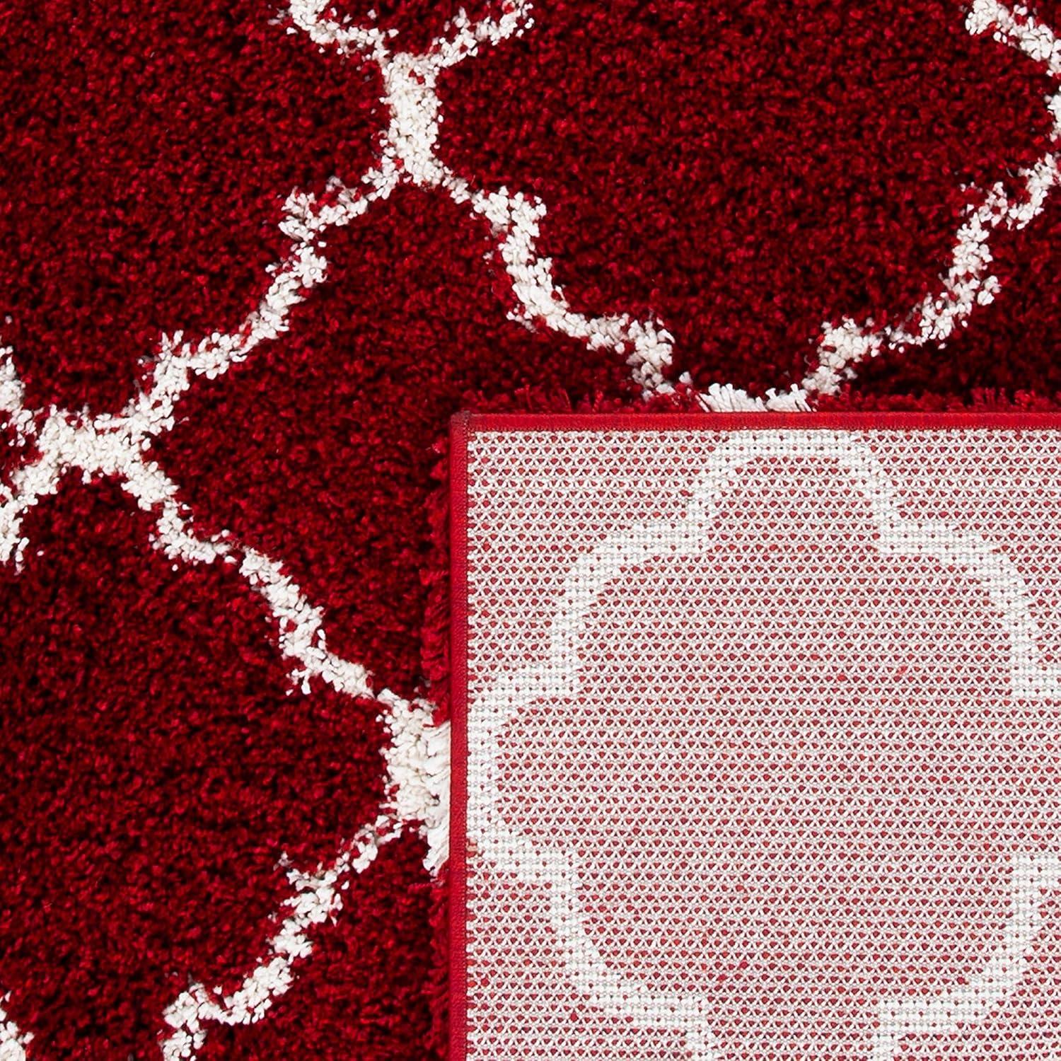 image:imageSAFAVIEH Hudson Shag Collection Area Rug 53 x 76 Grey amp Ivory Moroccan Trellis Design NonShedding amp Easy Care 2inch Thick Ideal for High Traffic Areas in Living Room Bedroom SGH282BRedIvory