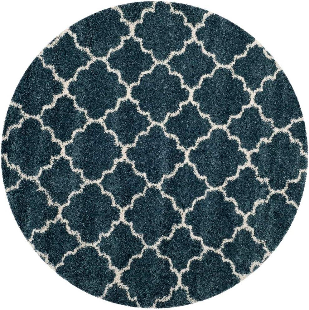 image:imageSAFAVIEH Hudson Shag Collection Area Rug 53 x 76 Grey amp Ivory Moroccan Trellis Design NonShedding amp Easy Care 2inch Thick Ideal for High Traffic Areas in Living Room Bedroom SGH282BSlate BlueIvory