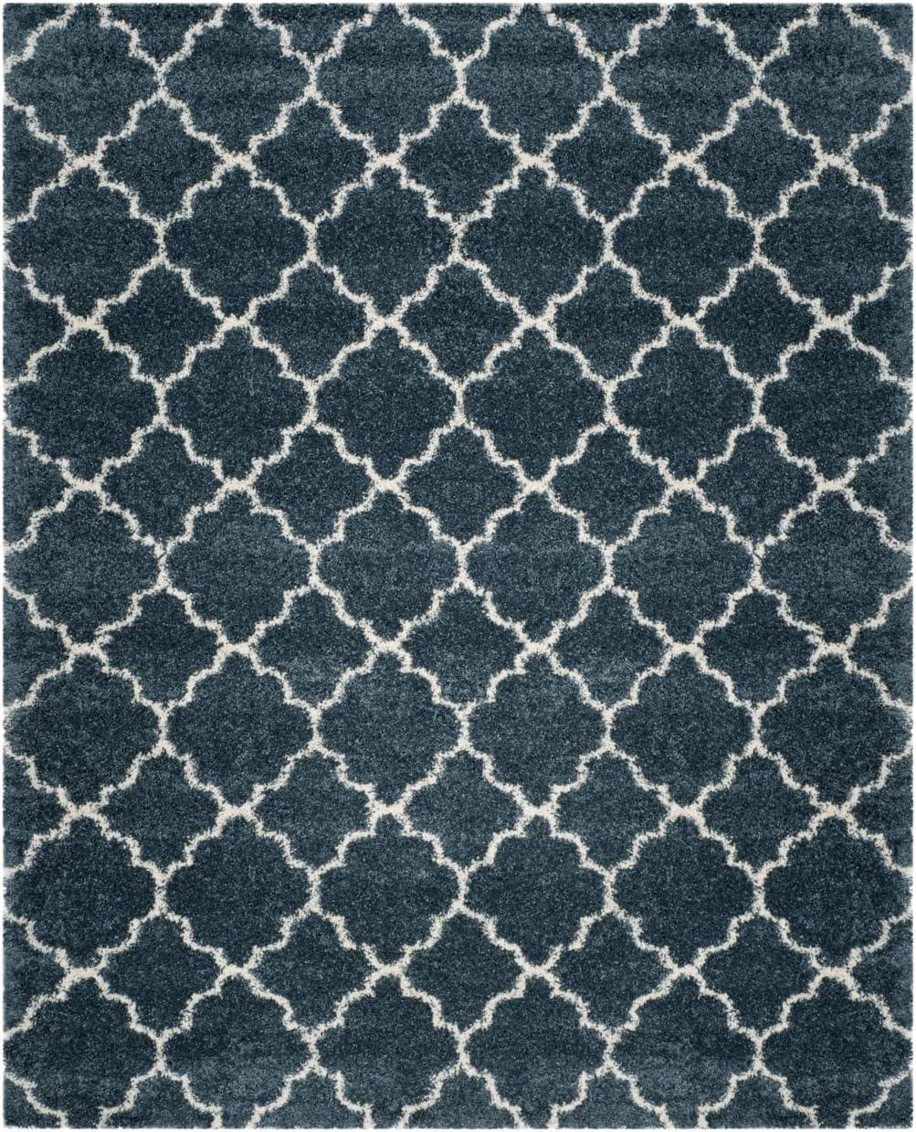 image:imageSAFAVIEH Hudson Shag Collection Area Rug 53 x 76 Grey amp Ivory Moroccan Trellis Design NonShedding amp Easy Care 2inch Thick Ideal for High Traffic Areas in Living Room Bedroom SGH282BSlate BlueIvory