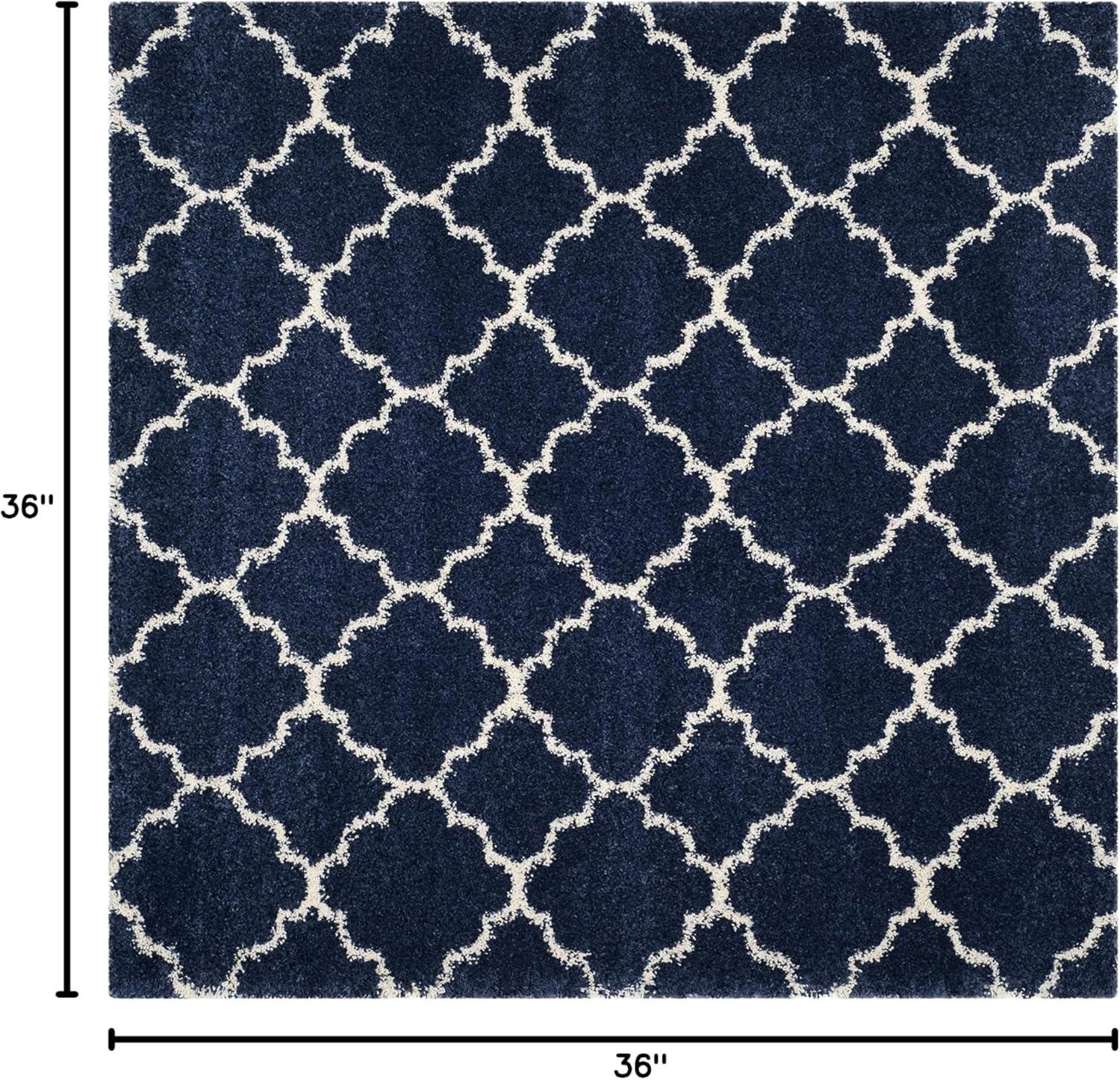 image:imageSAFAVIEH Hudson Shag Collection Area Rug 53 x 76 Grey amp Ivory Moroccan Trellis Design NonShedding amp Easy Care 2inch Thick Ideal for High Traffic Areas in Living Room Bedroom SGH282BNavyIvory