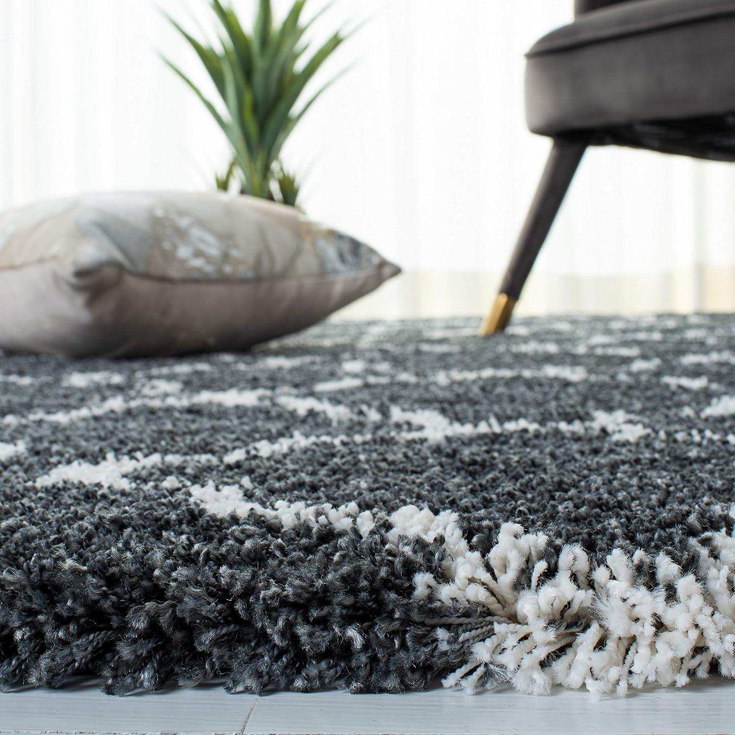 image:imageSAFAVIEH Hudson Shag Collection Area Rug 53 x 76 Grey amp Ivory Moroccan Trellis Design NonShedding amp Easy Care 2inch Thick Ideal for High Traffic Areas in Living Room Bedroom SGH282BDark GreyIvory