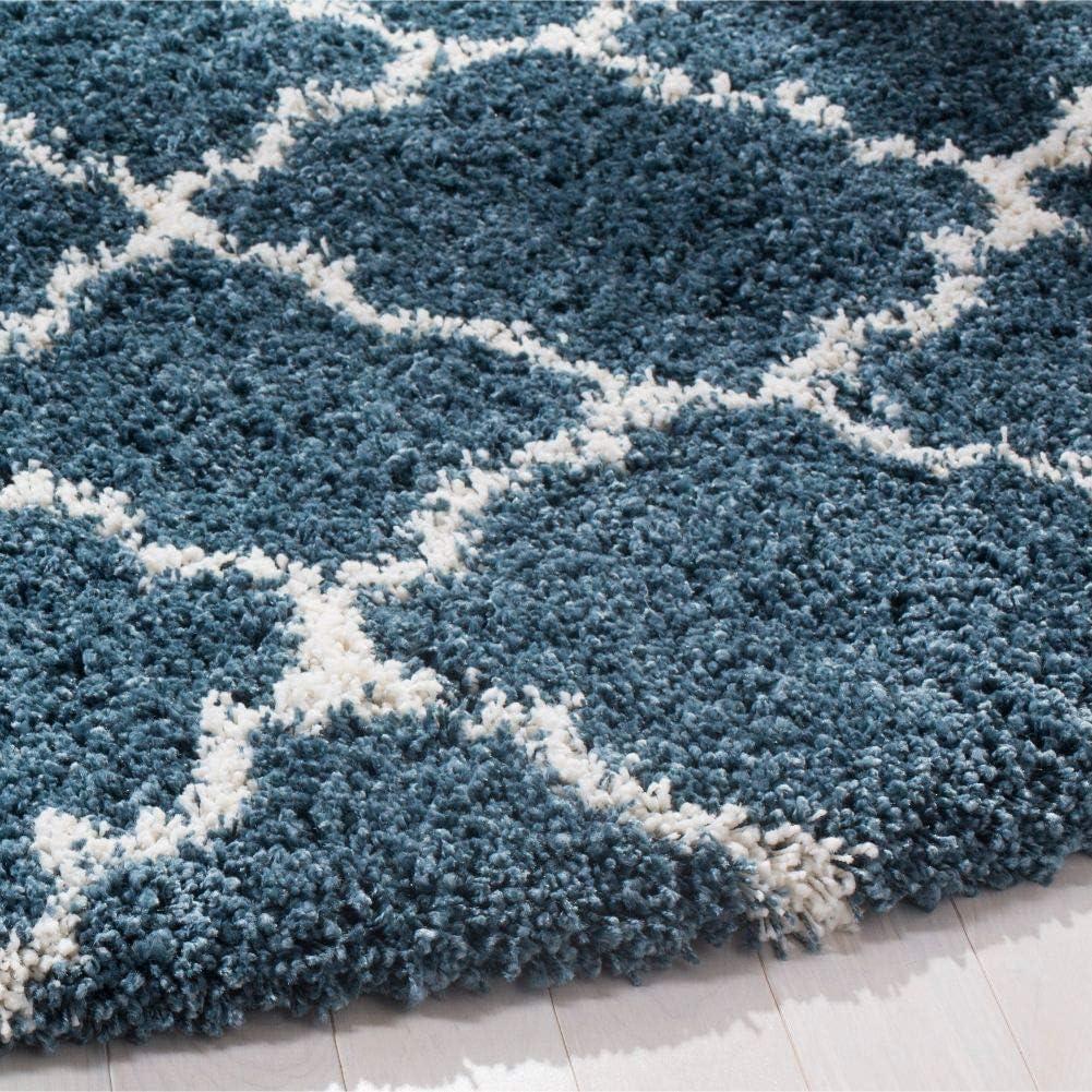 image:imageSAFAVIEH Hudson Shag Collection Area Rug 53 x 76 Grey amp Ivory Moroccan Trellis Design NonShedding amp Easy Care 2inch Thick Ideal for High Traffic Areas in Living Room Bedroom SGH282BSlate BlueIvory