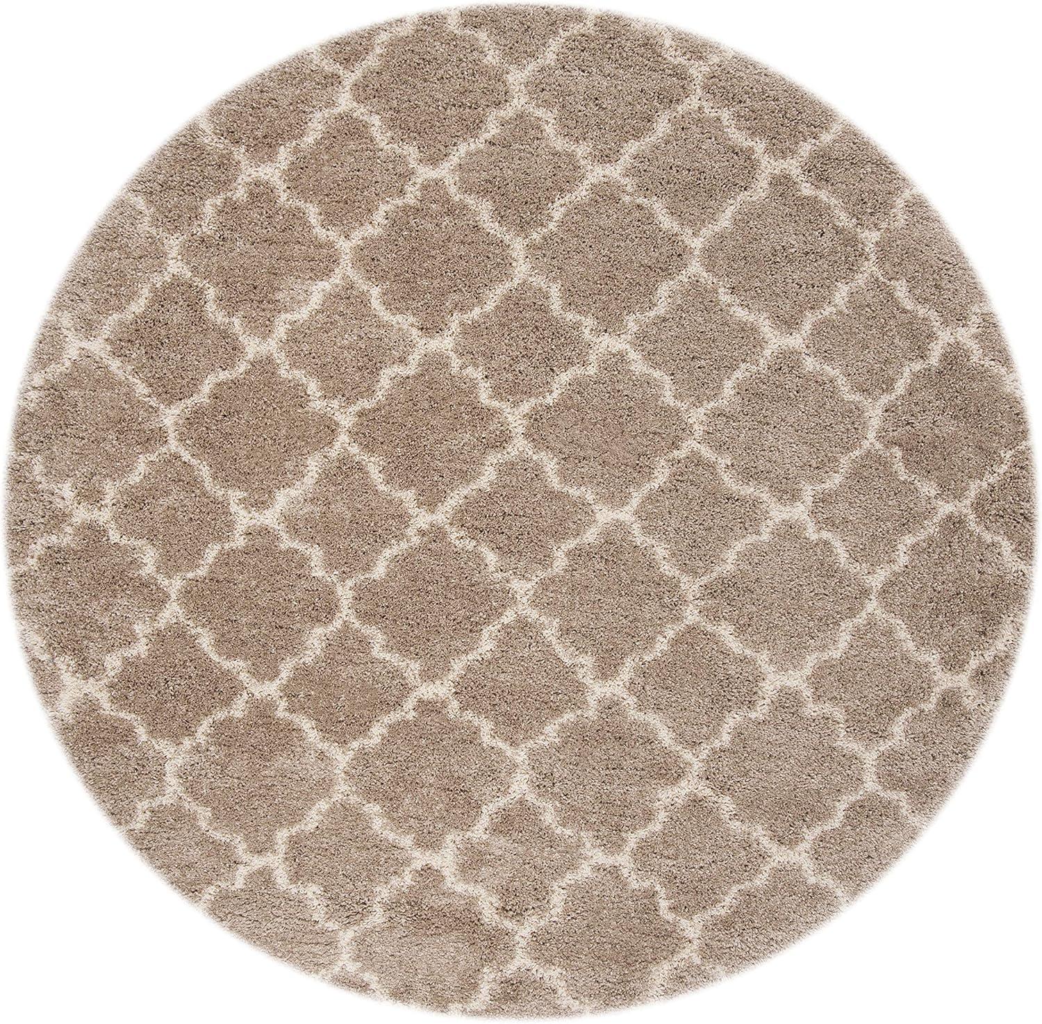 image:imageSAFAVIEH Hudson Shag Collection Area Rug 53 x 76 Grey amp Ivory Moroccan Trellis Design NonShedding amp Easy Care 2inch Thick Ideal for High Traffic Areas in Living Room Bedroom SGH282BBeigeIvory