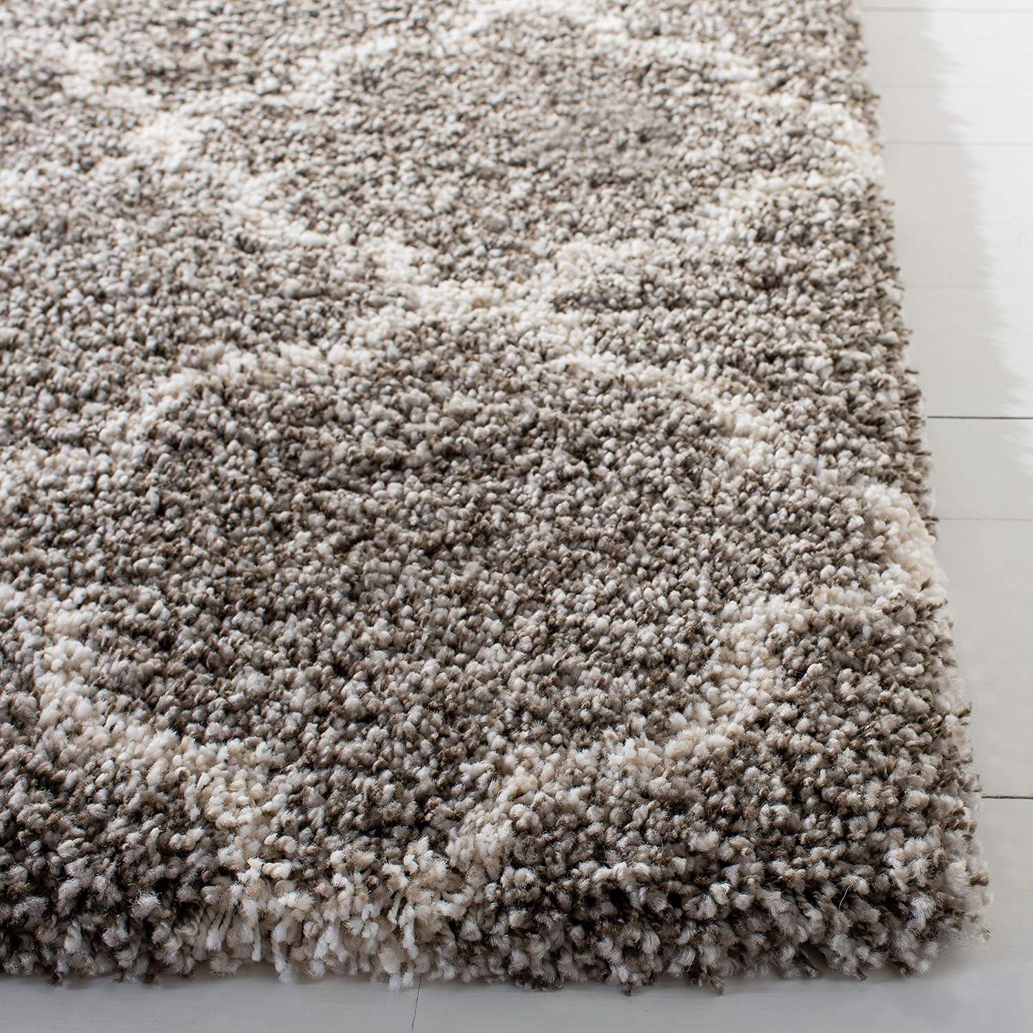 image:imageSAFAVIEH Hudson Shag Collection Area Rug 53 x 76 Grey amp Ivory Moroccan Trellis Design NonShedding amp Easy Care 2inch Thick Ideal for High Traffic Areas in Living Room Bedroom SGH282BGreyIvory