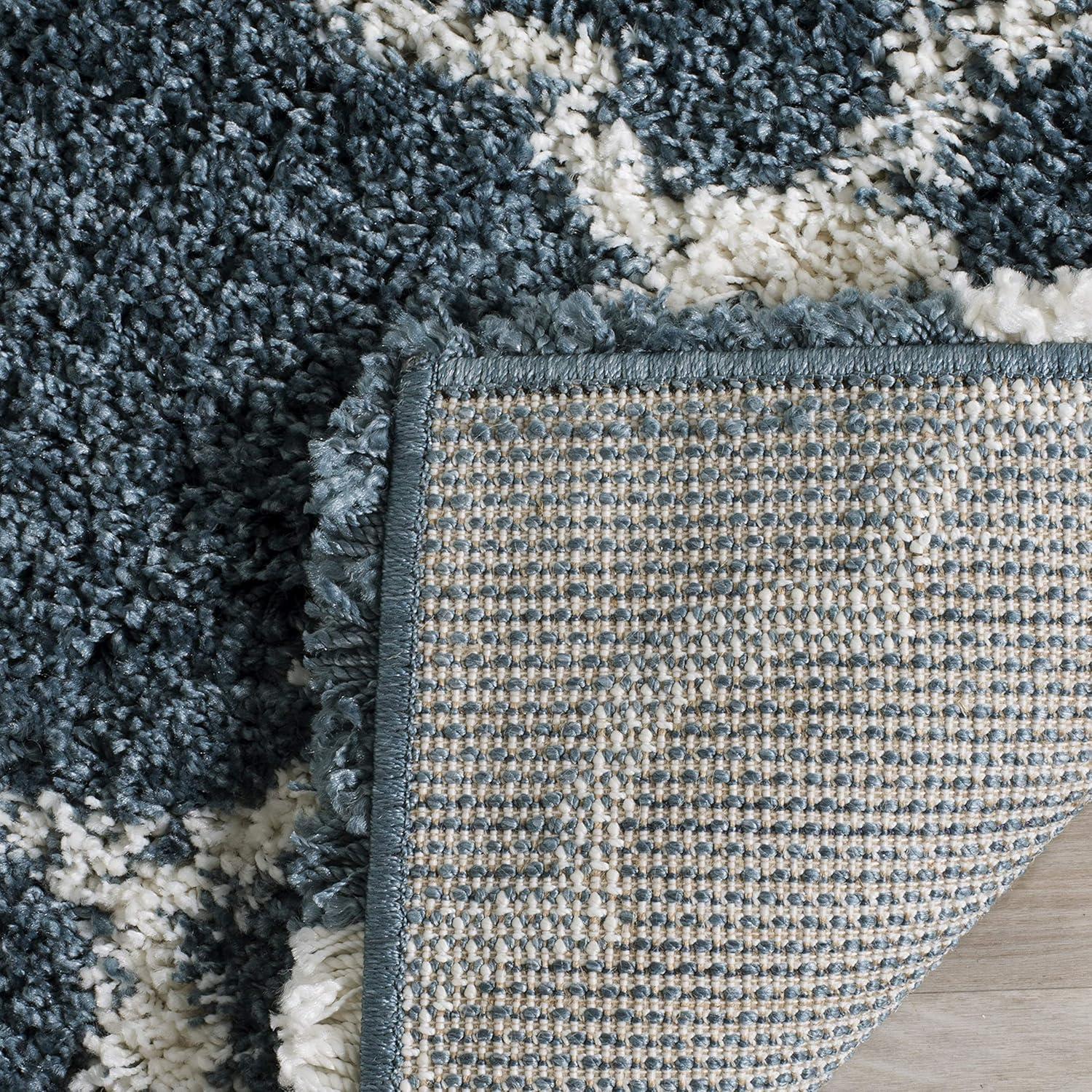 image:imageSAFAVIEH Hudson Shag Collection Area Rug 53 x 76 Grey amp Ivory Moroccan Trellis Design NonShedding amp Easy Care 2inch Thick Ideal for High Traffic Areas in Living Room Bedroom SGH282BSlate BlueIvory