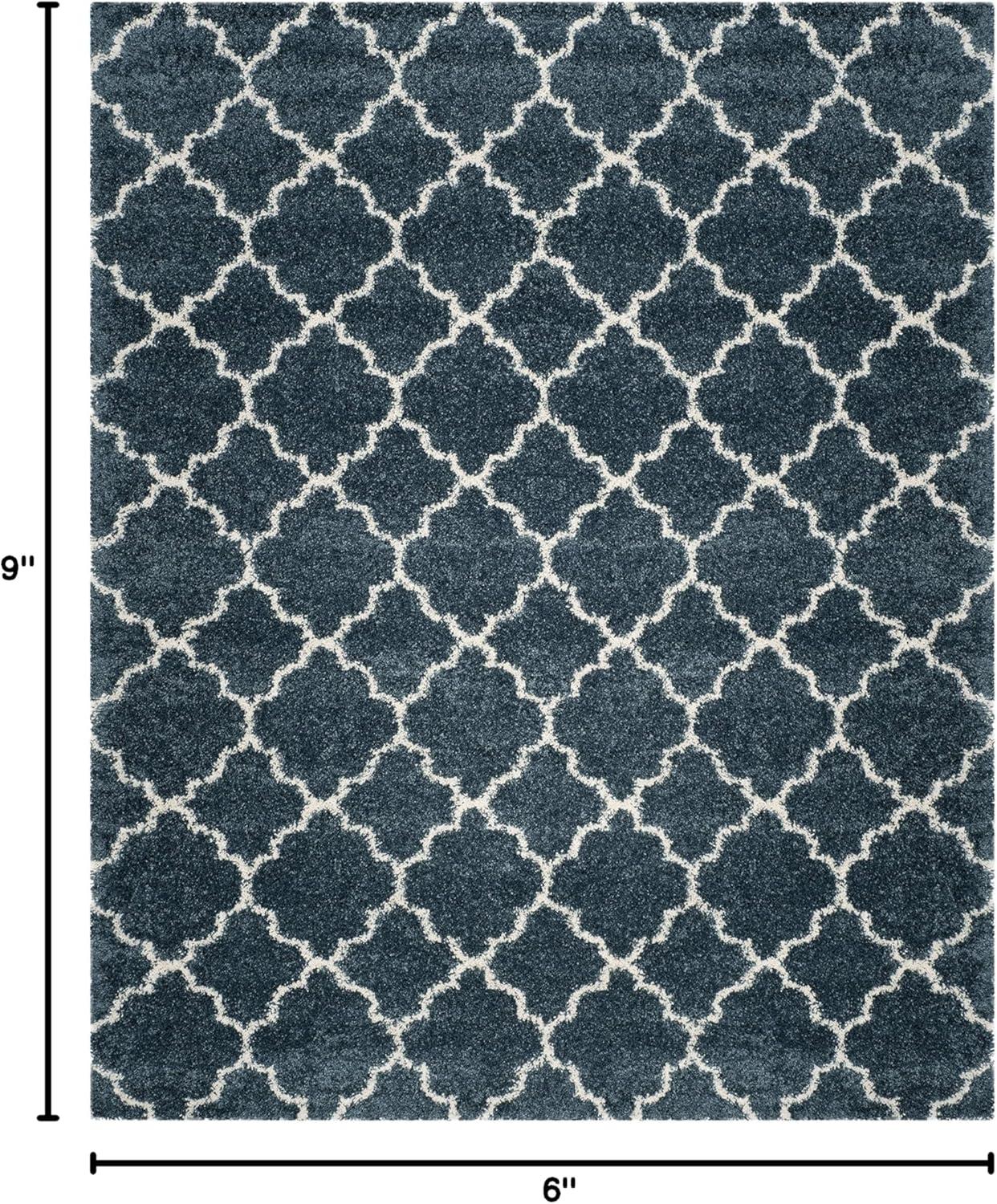 image:imageSAFAVIEH Hudson Shag Collection Area Rug 53 x 76 Grey amp Ivory Moroccan Trellis Design NonShedding amp Easy Care 2inch Thick Ideal for High Traffic Areas in Living Room Bedroom SGH282BSlate BlueIvory