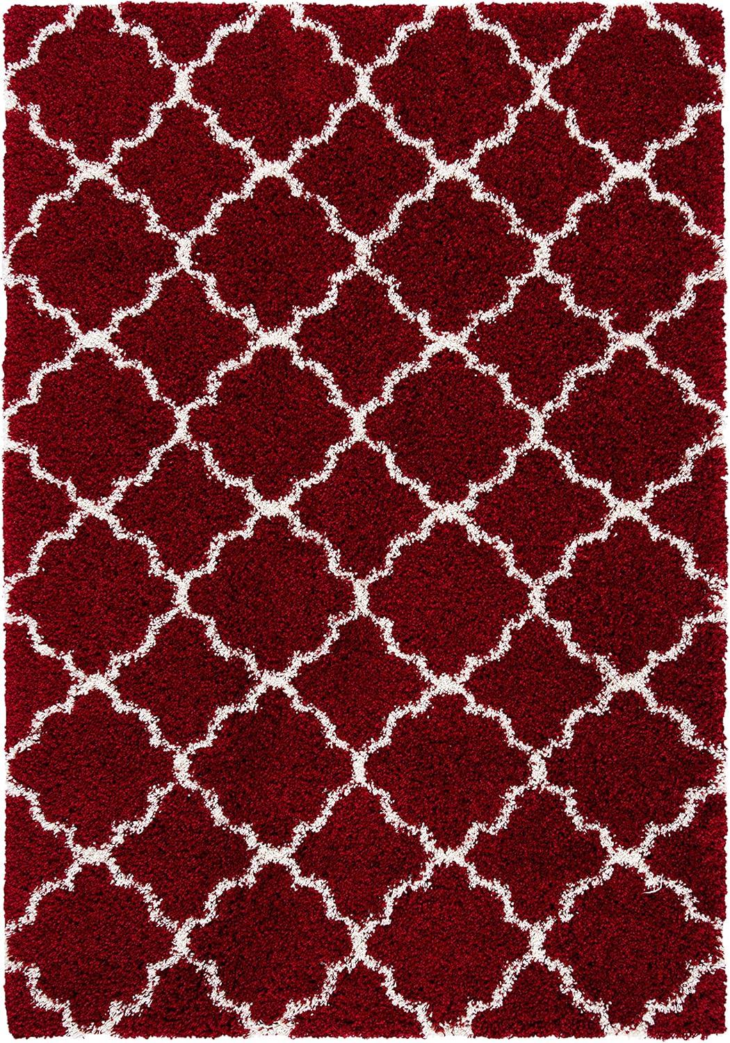 image:imageSAFAVIEH Hudson Shag Collection Area Rug 53 x 76 Grey amp Ivory Moroccan Trellis Design NonShedding amp Easy Care 2inch Thick Ideal for High Traffic Areas in Living Room Bedroom SGH282BRedIvory