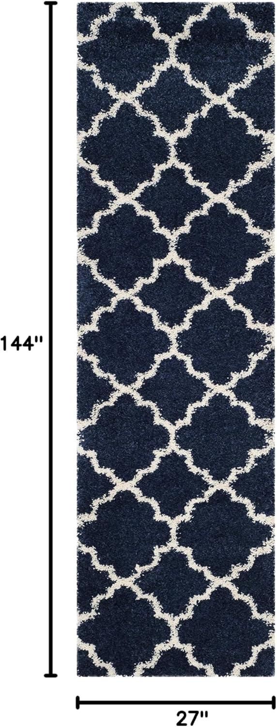 image:imageSAFAVIEH Hudson Shag Collection Area Rug 53 x 76 Grey amp Ivory Moroccan Trellis Design NonShedding amp Easy Care 2inch Thick Ideal for High Traffic Areas in Living Room Bedroom SGH282BNavyIvory
