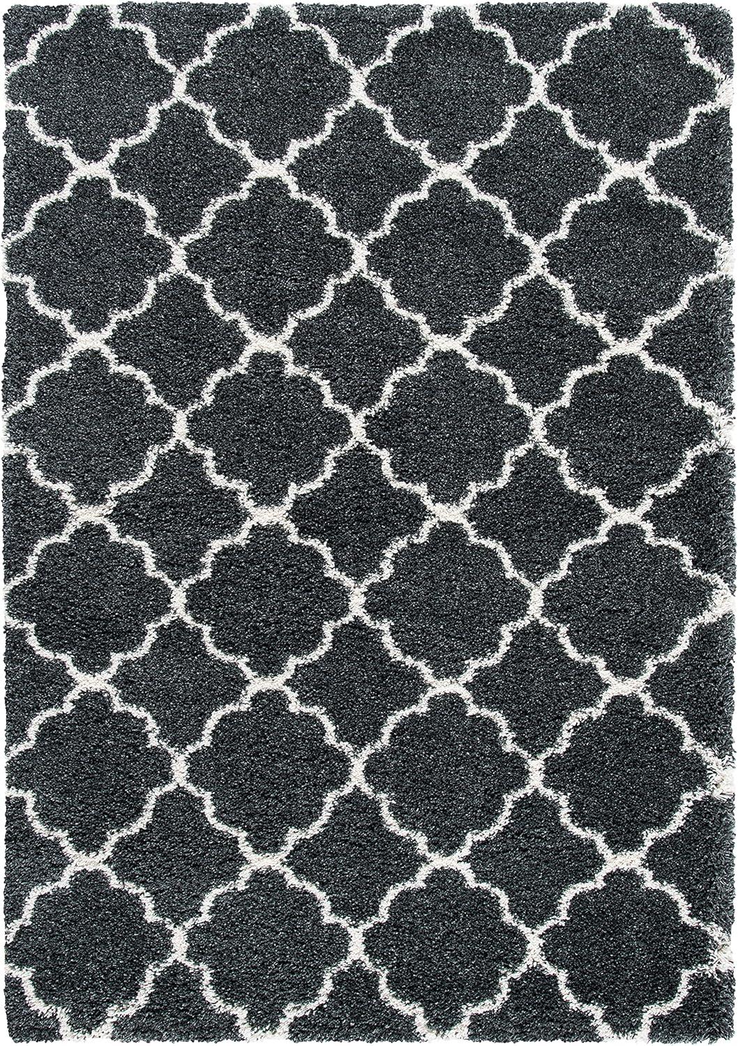 image:imageSAFAVIEH Hudson Shag Collection Area Rug 53 x 76 Grey amp Ivory Moroccan Trellis Design NonShedding amp Easy Care 2inch Thick Ideal for High Traffic Areas in Living Room Bedroom SGH282BDark GreyIvory