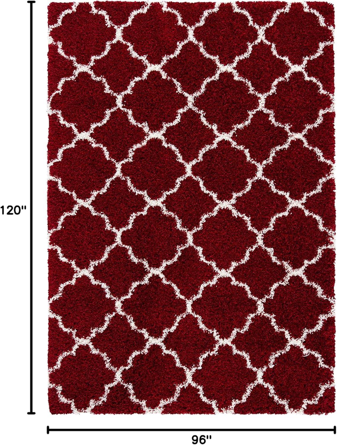 image:imageSAFAVIEH Hudson Shag Collection Area Rug 53 x 76 Grey amp Ivory Moroccan Trellis Design NonShedding amp Easy Care 2inch Thick Ideal for High Traffic Areas in Living Room Bedroom SGH282BRedIvory