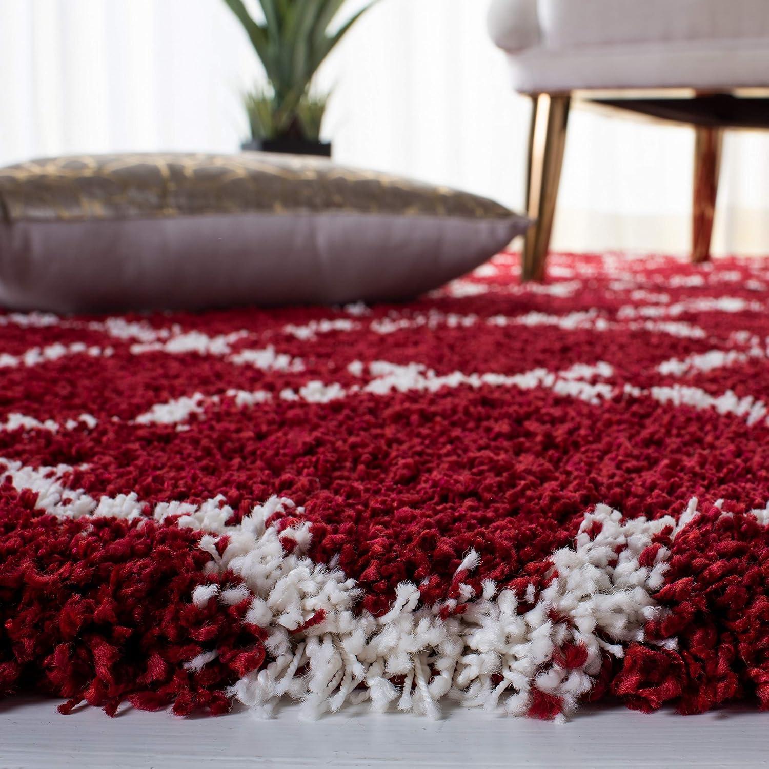 image:imageSAFAVIEH Hudson Shag Collection Area Rug 53 x 76 Grey amp Ivory Moroccan Trellis Design NonShedding amp Easy Care 2inch Thick Ideal for High Traffic Areas in Living Room Bedroom SGH282BRedIvory